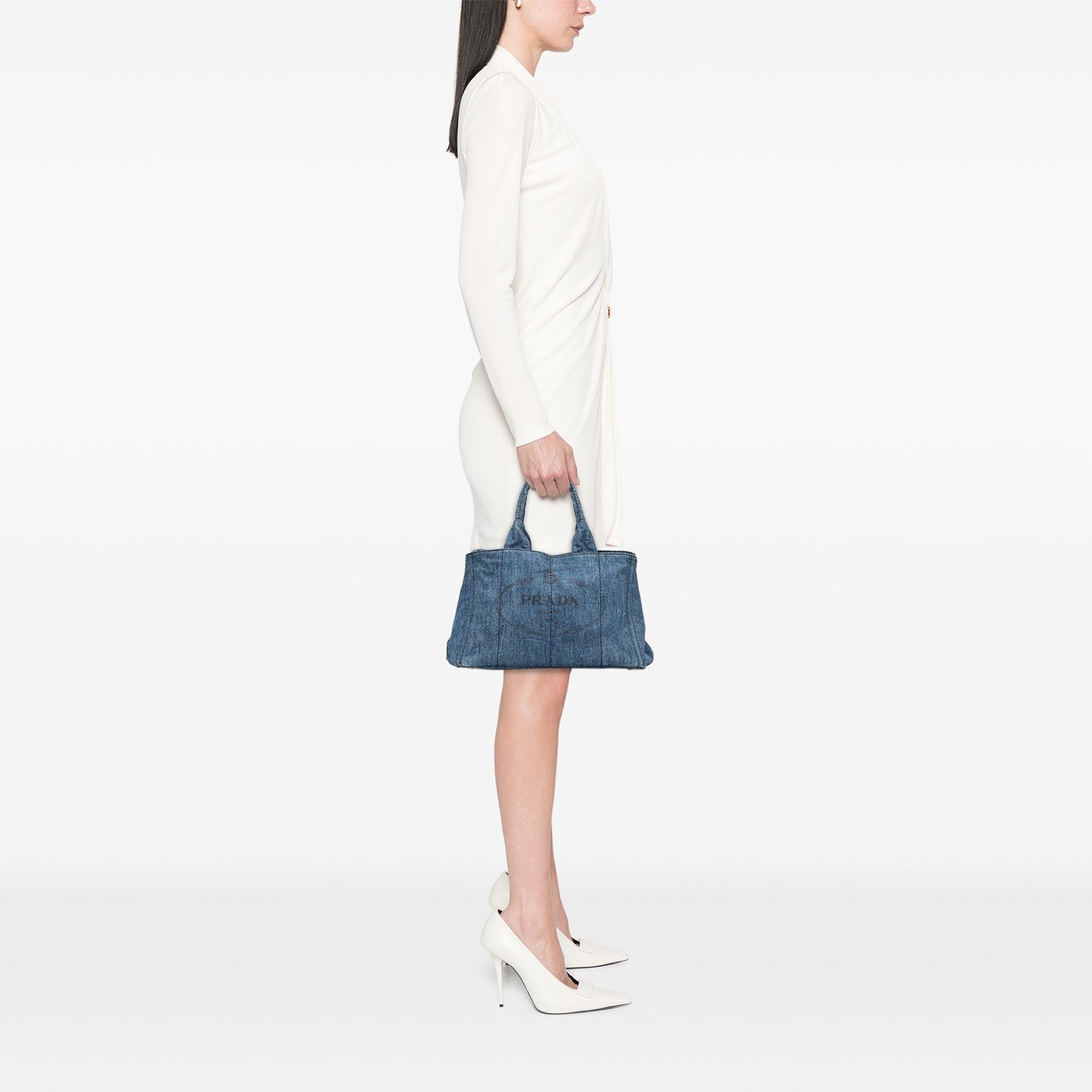 Prada Denim Canapa Logo Satchel