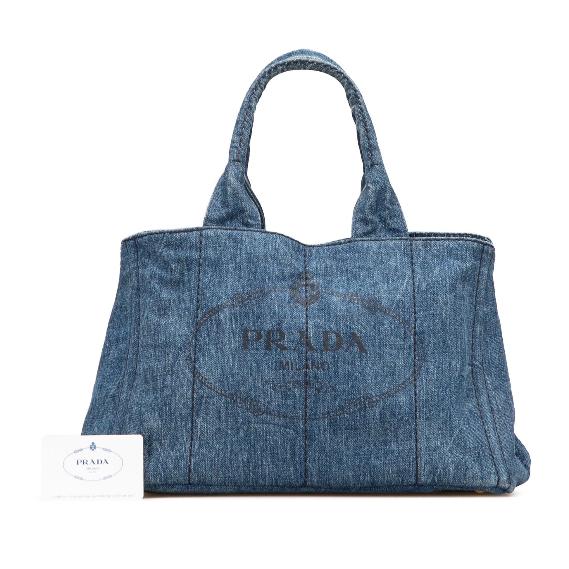 Prada Denim Canapa Logo Satchel