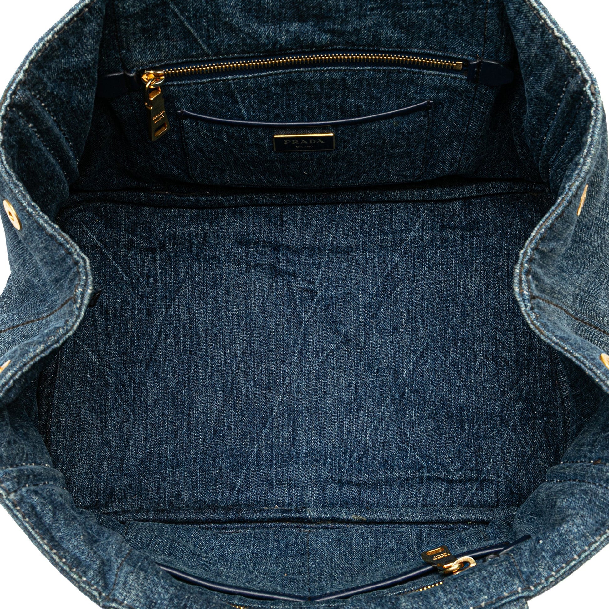 Prada Denim Canapa Logo Satchel