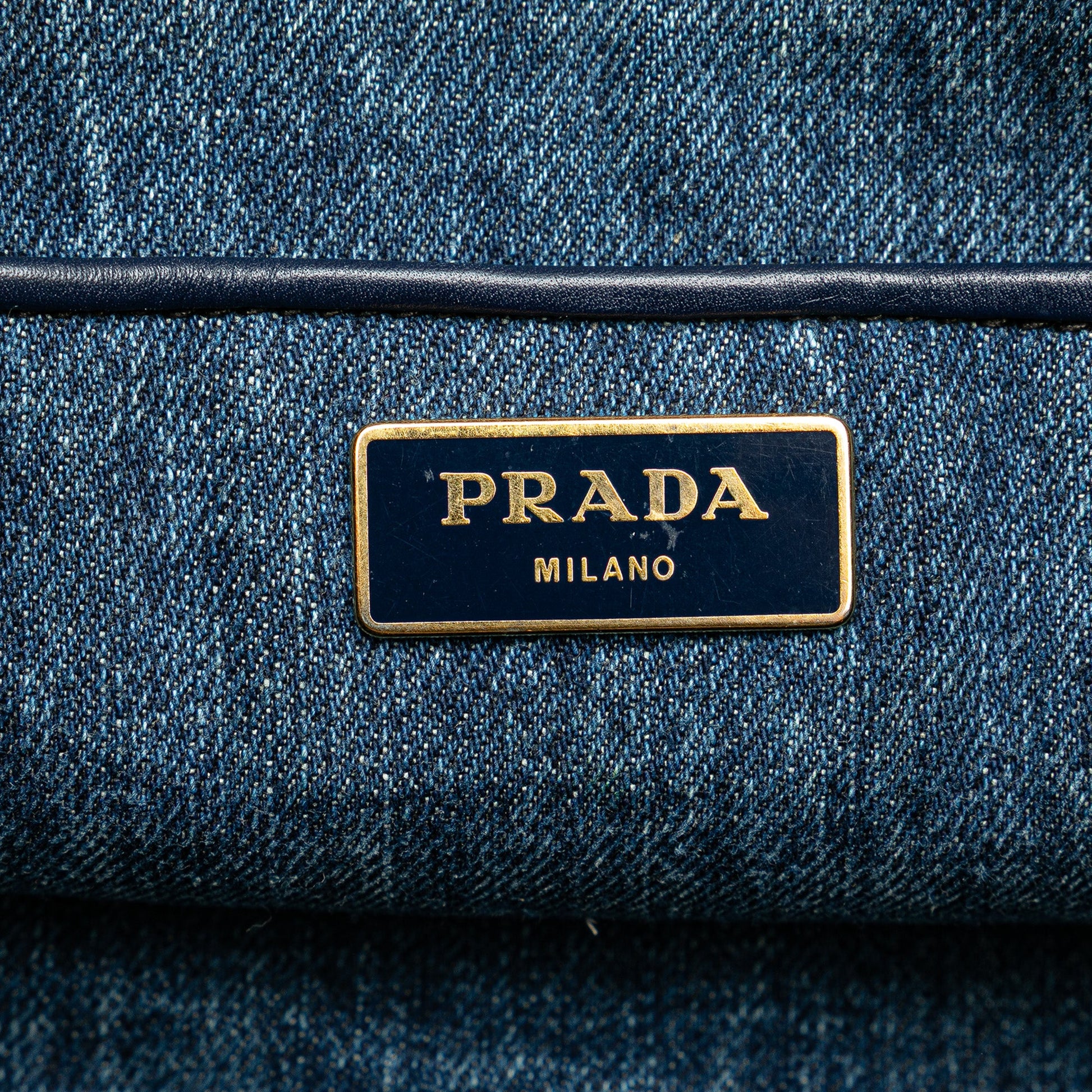 Prada Denim Canapa Logo Satchel