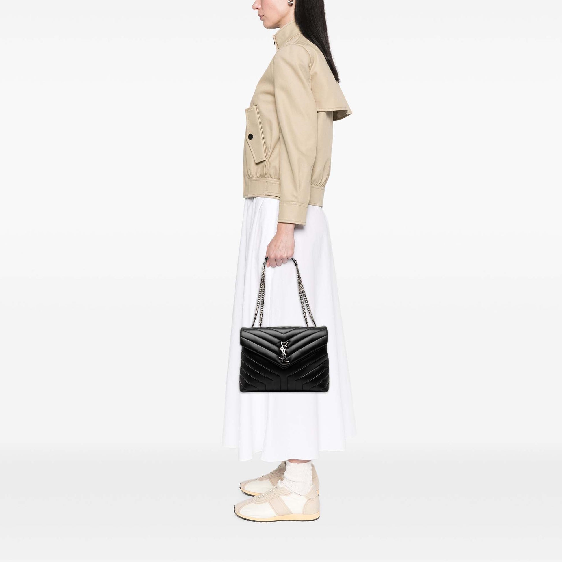 Saint Laurent Medium Matelasse Calfskin Monogram LouLou Shoulder Bag