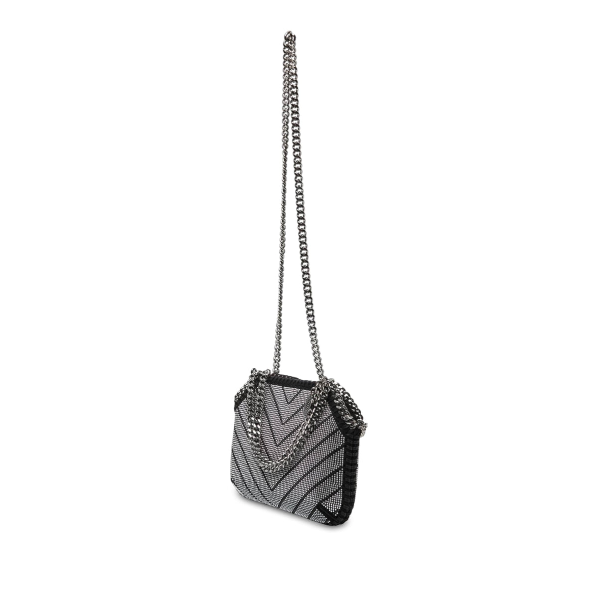 Stella McCartney Nano Shaggy Deer Chevron Hotfix Falabella Satchel — Black