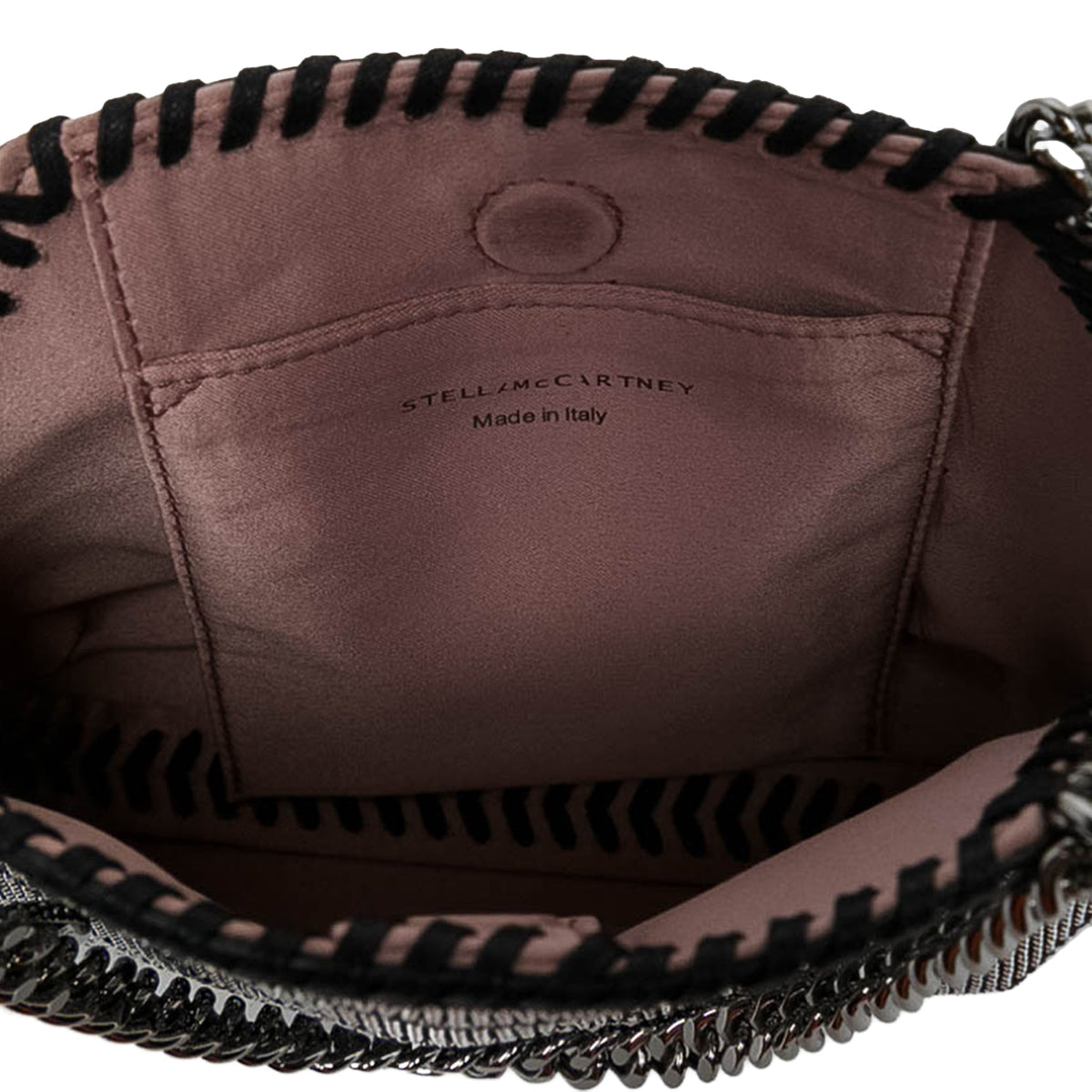Stella McCartney Nano Shaggy Deer Chevron Hotfix Falabella Satchel — Black