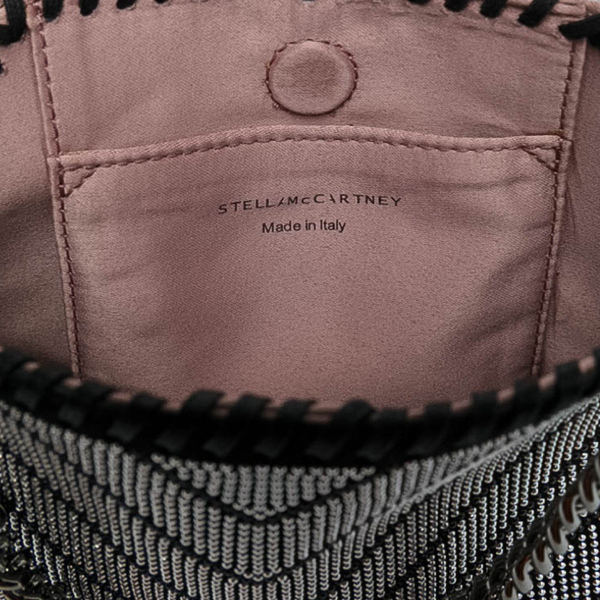 Stella McCartney Nano Shaggy Deer Chevron Hotfix Falabella Satchel — Black