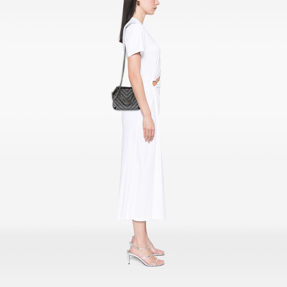Stella McCartney Nano Shaggy Deer Chevron Hotfix Falabella Satchel — Black