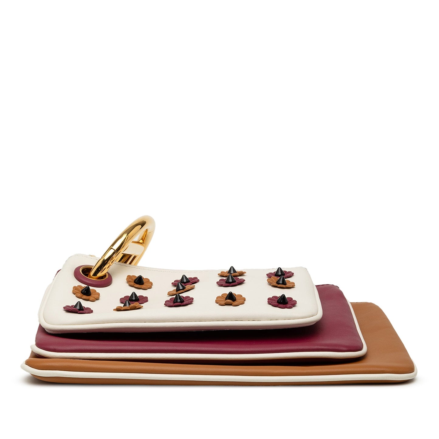 Fendi Leather Flowerland Triplette Clutch