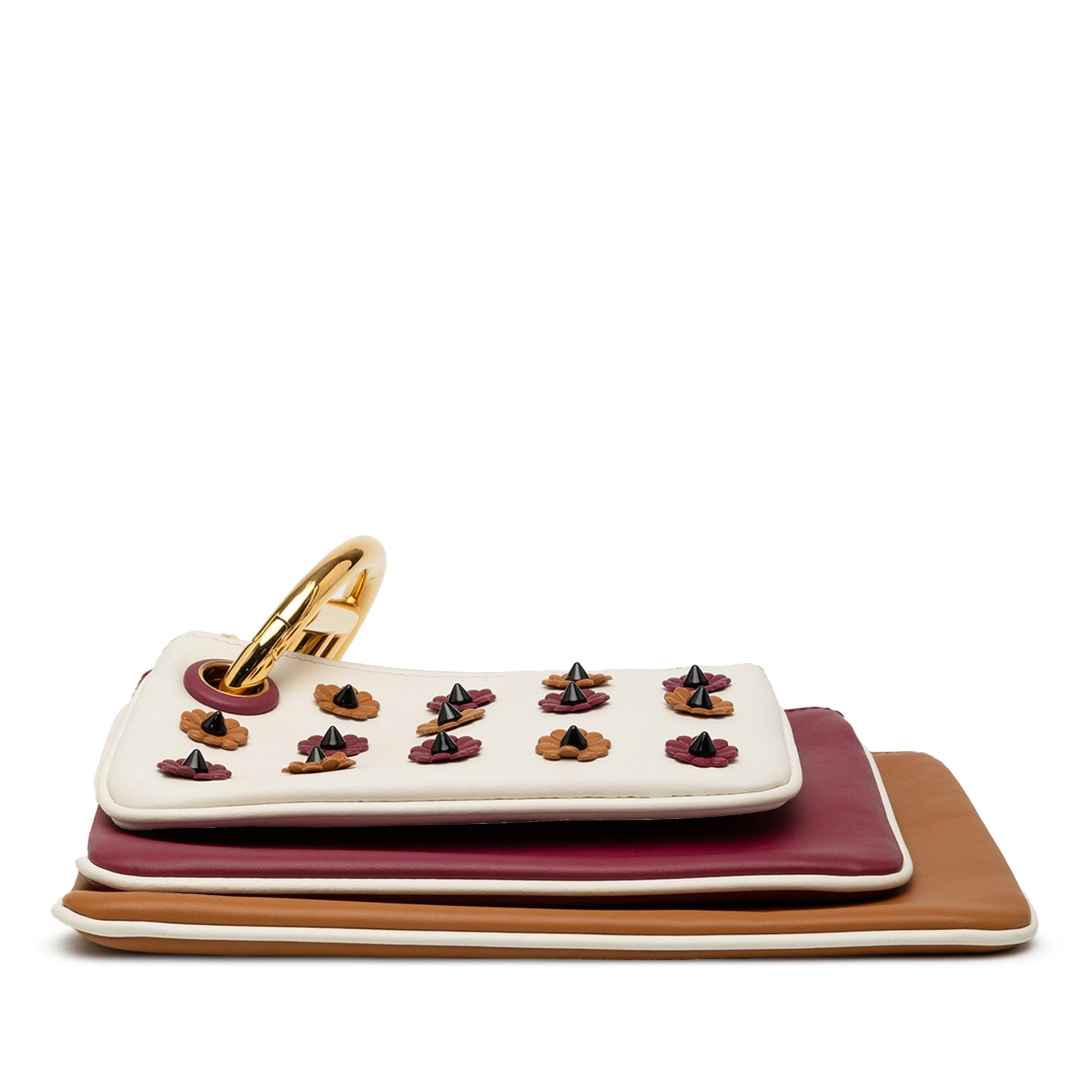 Fendi Leather Flowerland Triplette Clutch