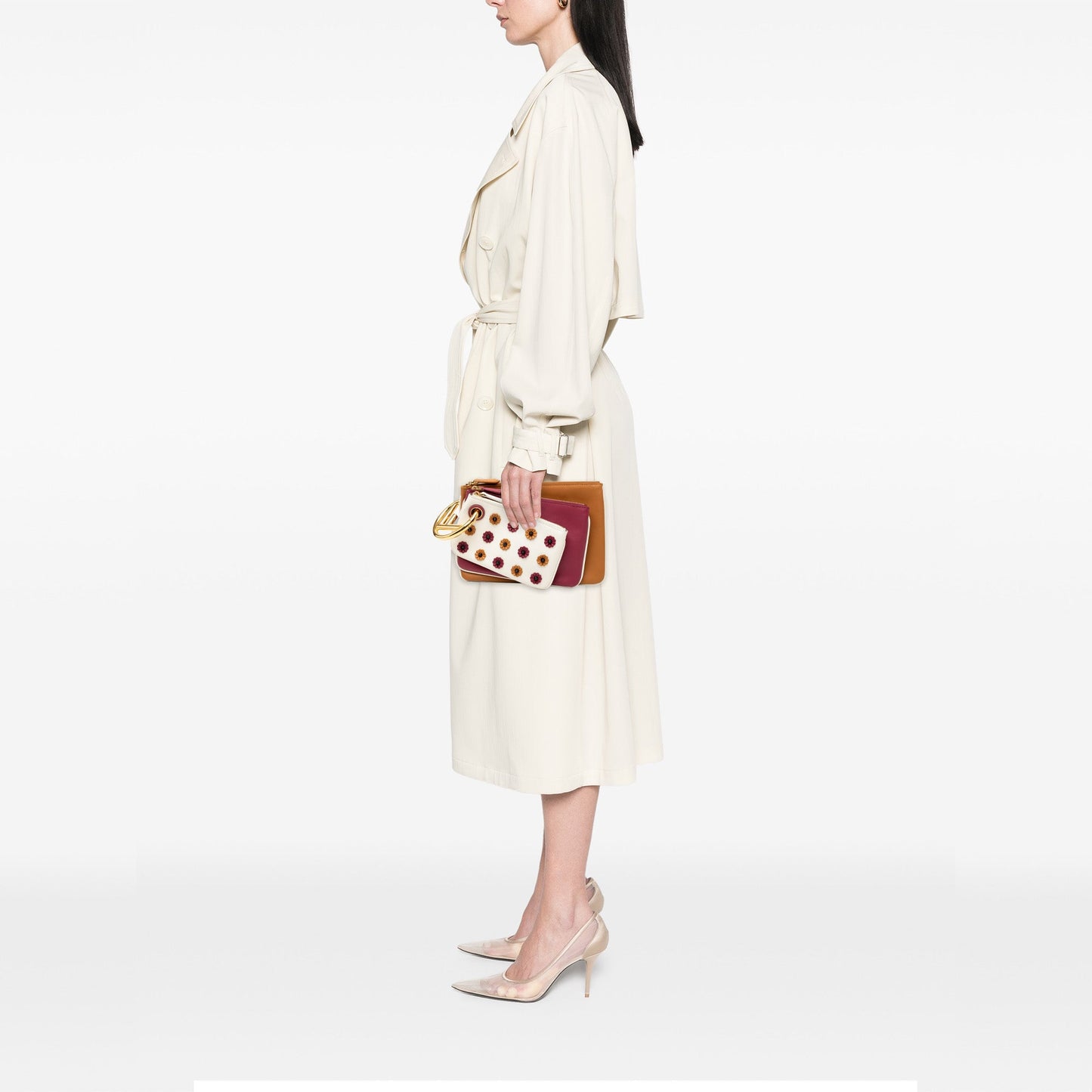 Fendi Leather Flowerland Triplette Clutch