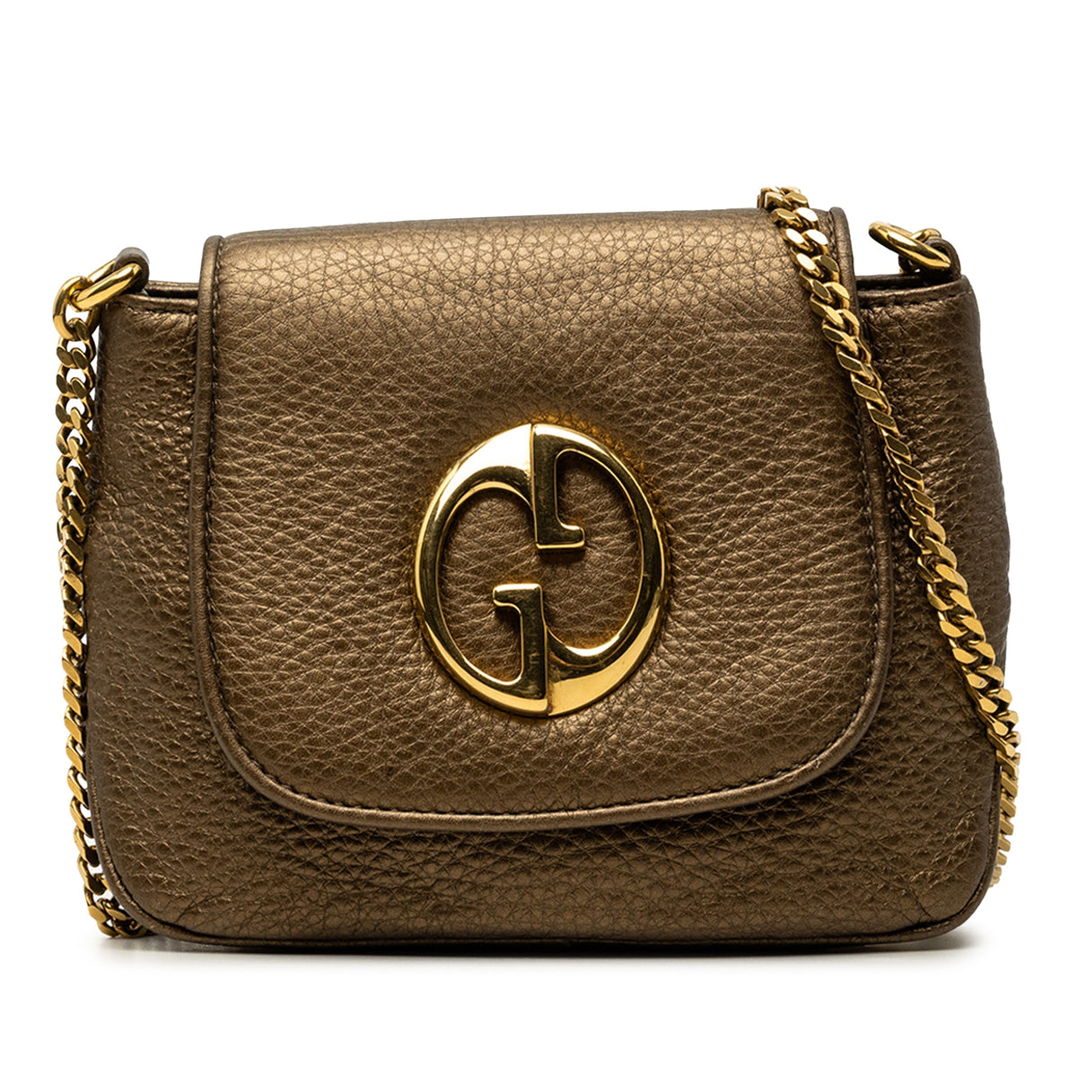 Gucci Small Metallic Pebbled Calfskin 1973 Chain Crossbody