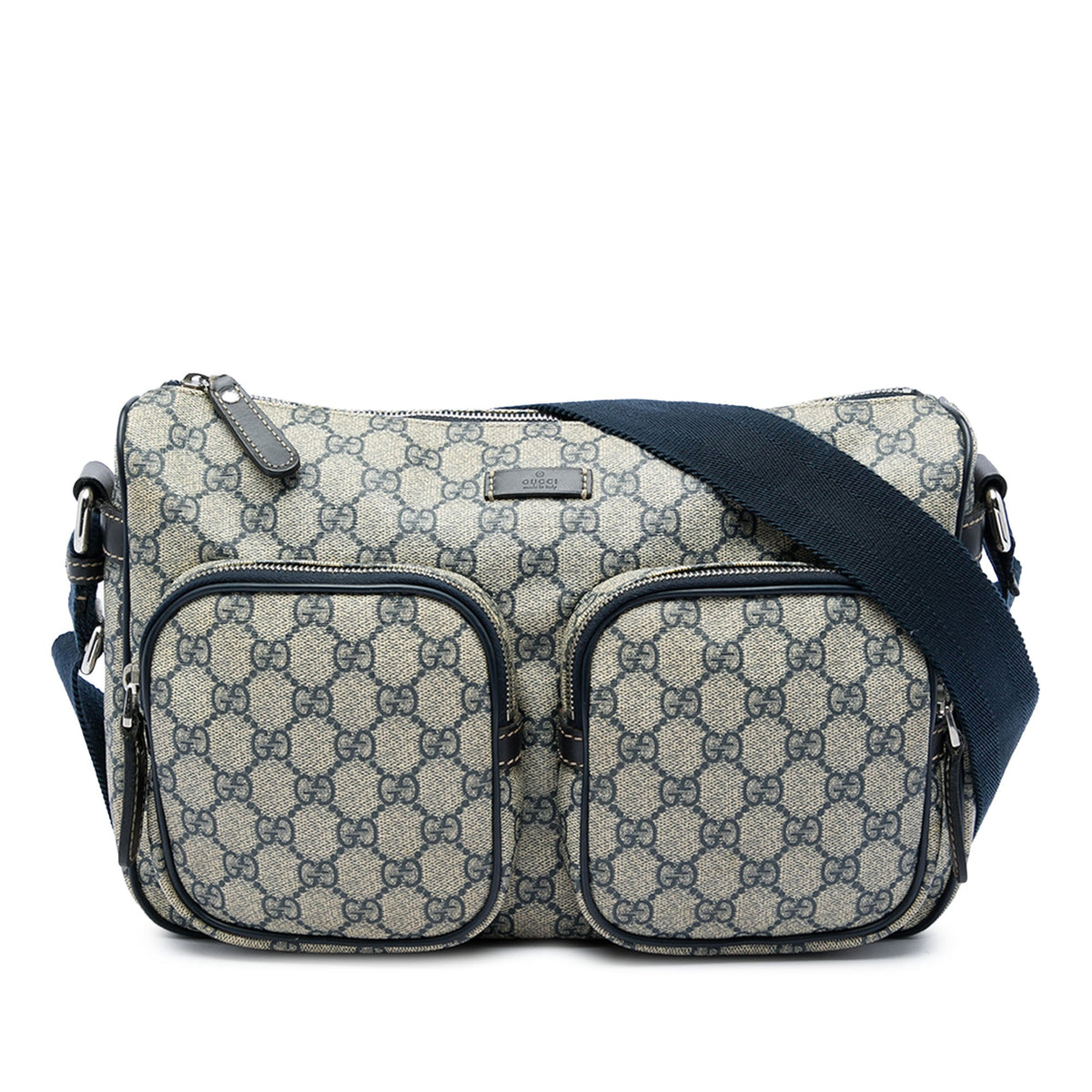 Gucci GG Supreme Double Pocket Crossbody — Beige