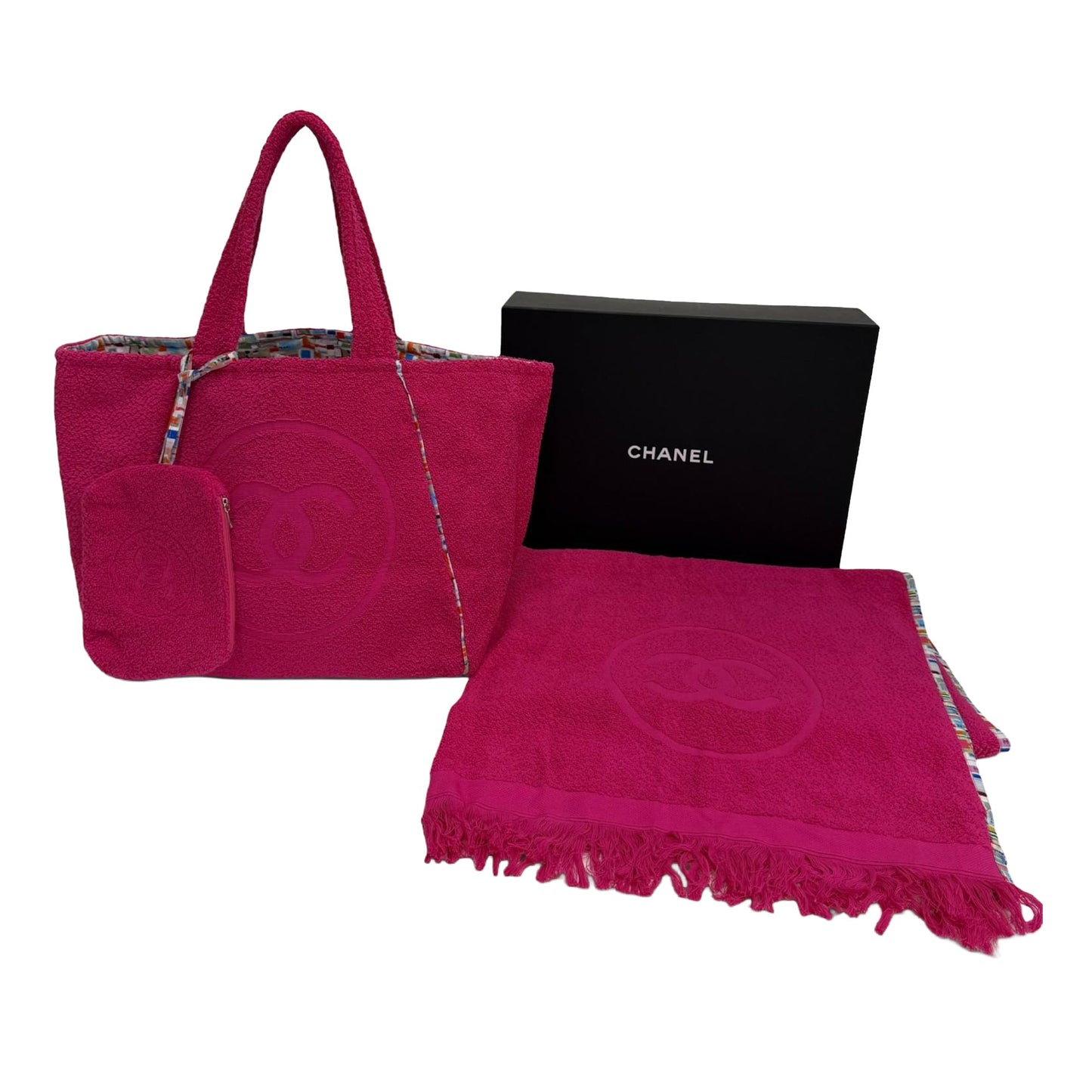 Chanel CC Terry Cloth Reversible Beach Tote