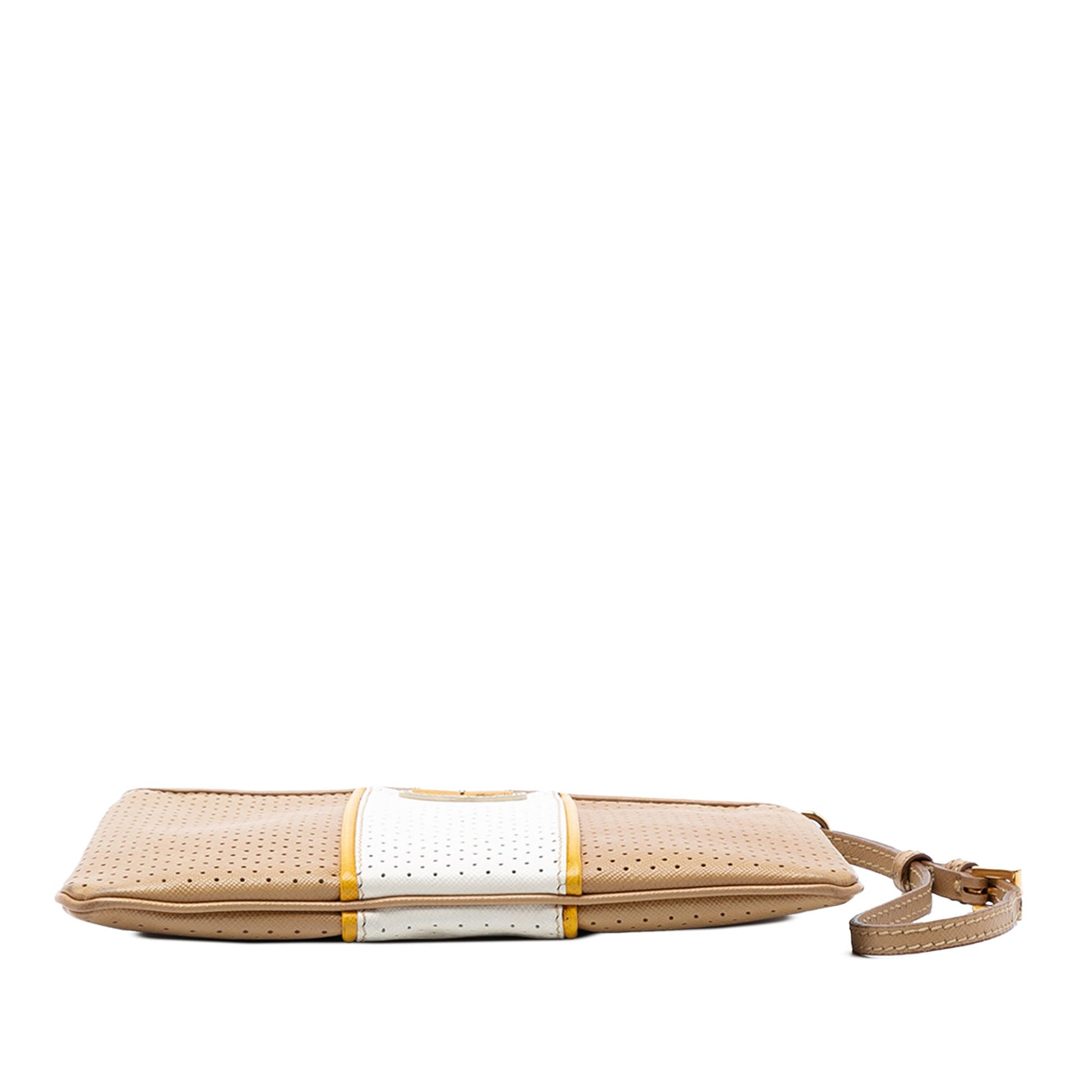 Prada Perforated Saffiano Wristlet Clutch