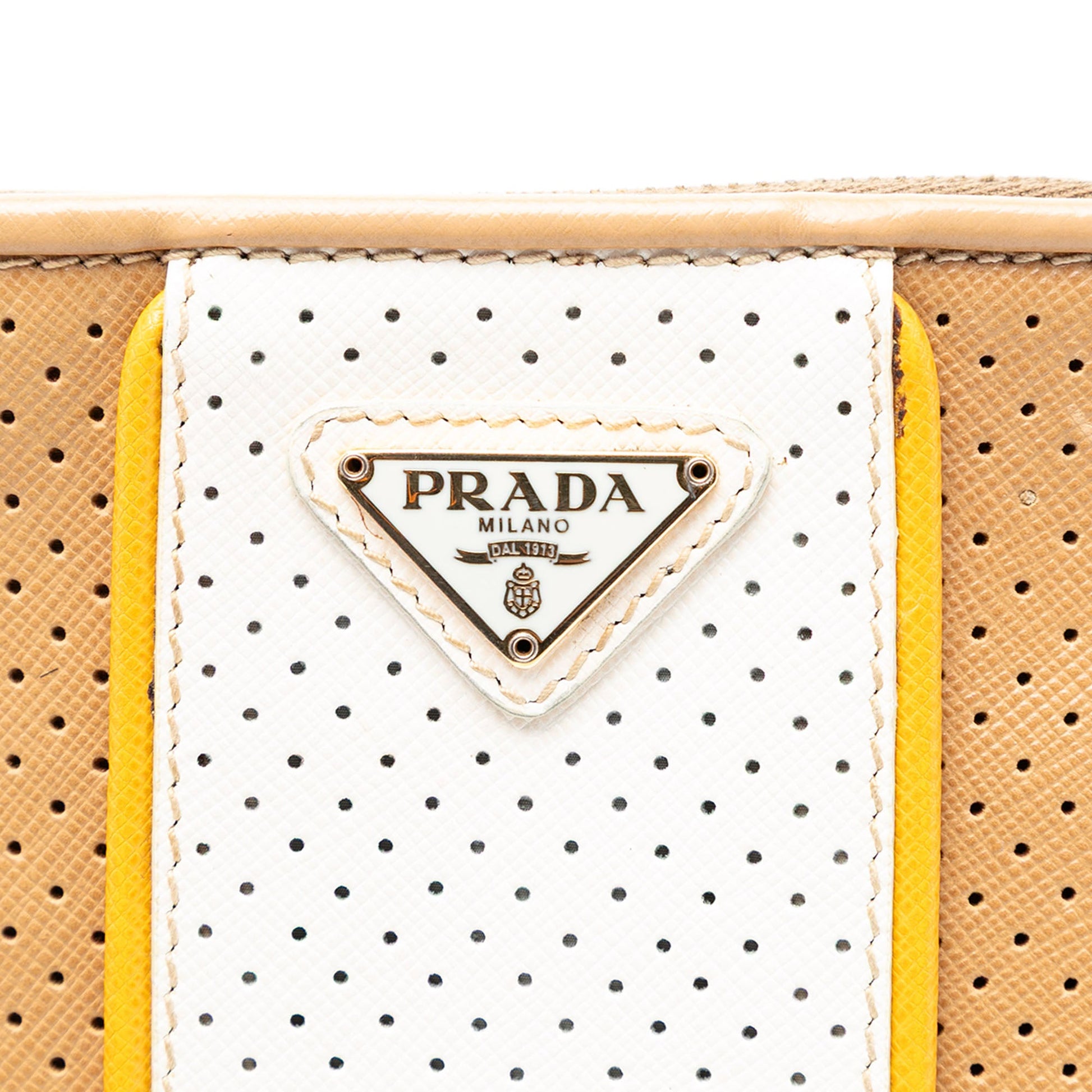 Prada Perforated Saffiano Wristlet Clutch