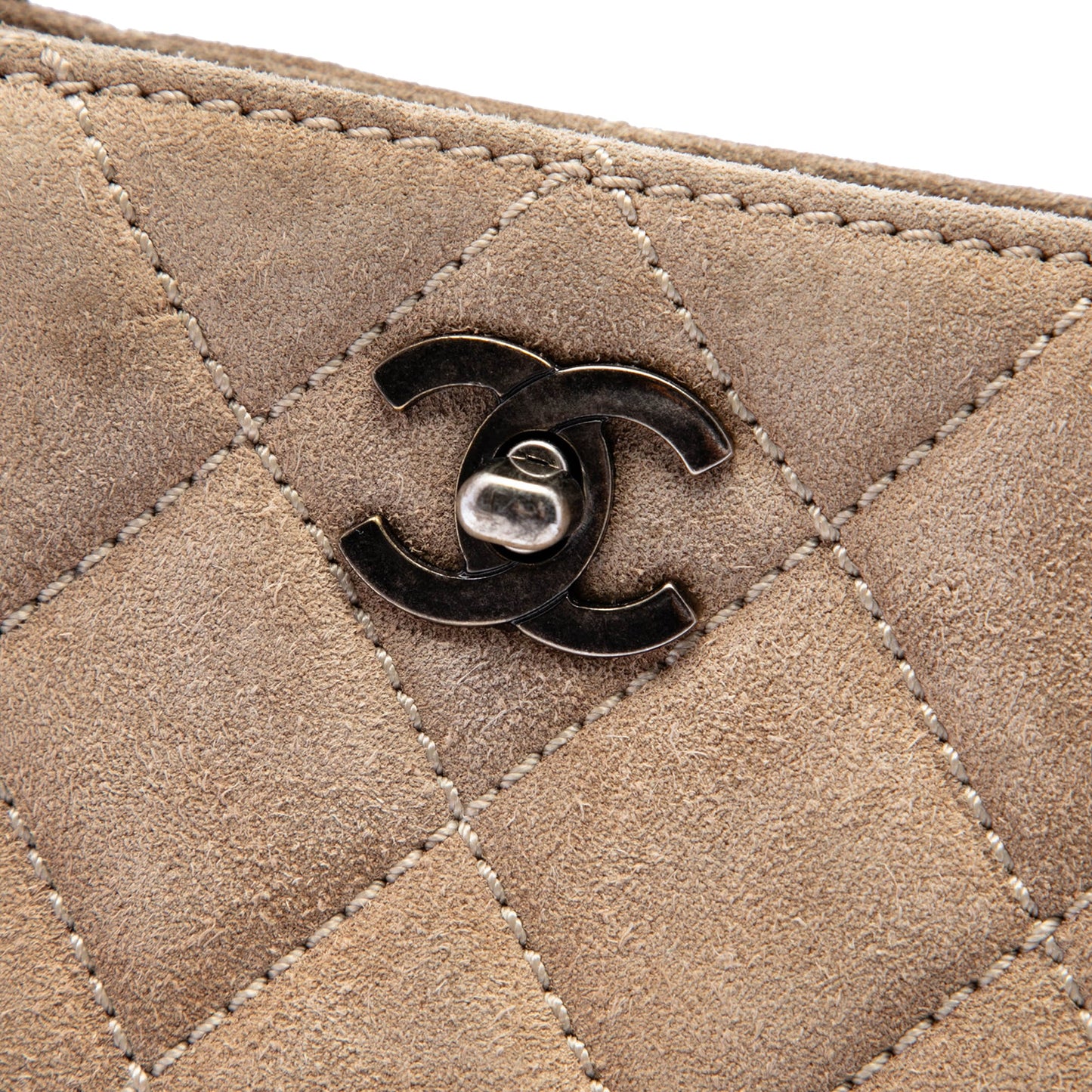 Chanel CC Quilted Suede Turnlock Satchel