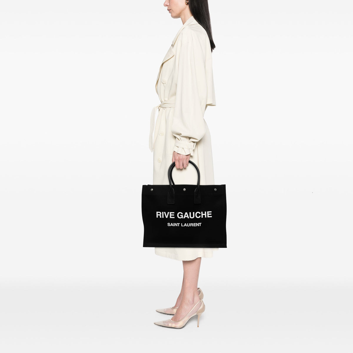 Saint Laurent Large Canvas Rive Gauche Tote — Black