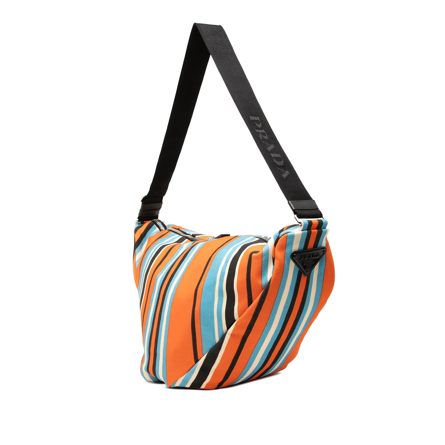 Prada Canvas Canapa Baiadera Triangle Logo Shoulder Bag