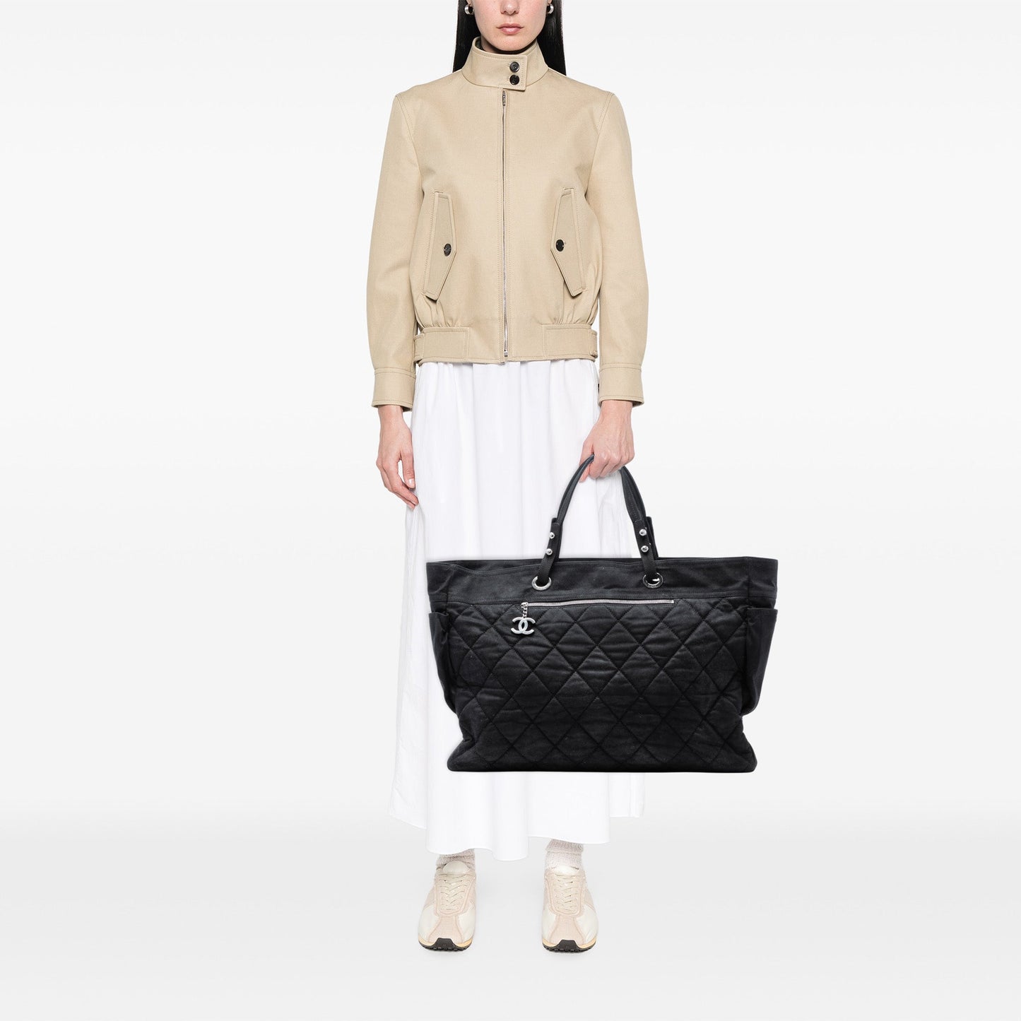 Chanel XL Quilted Coated Canvas Paris Biarritz Tote