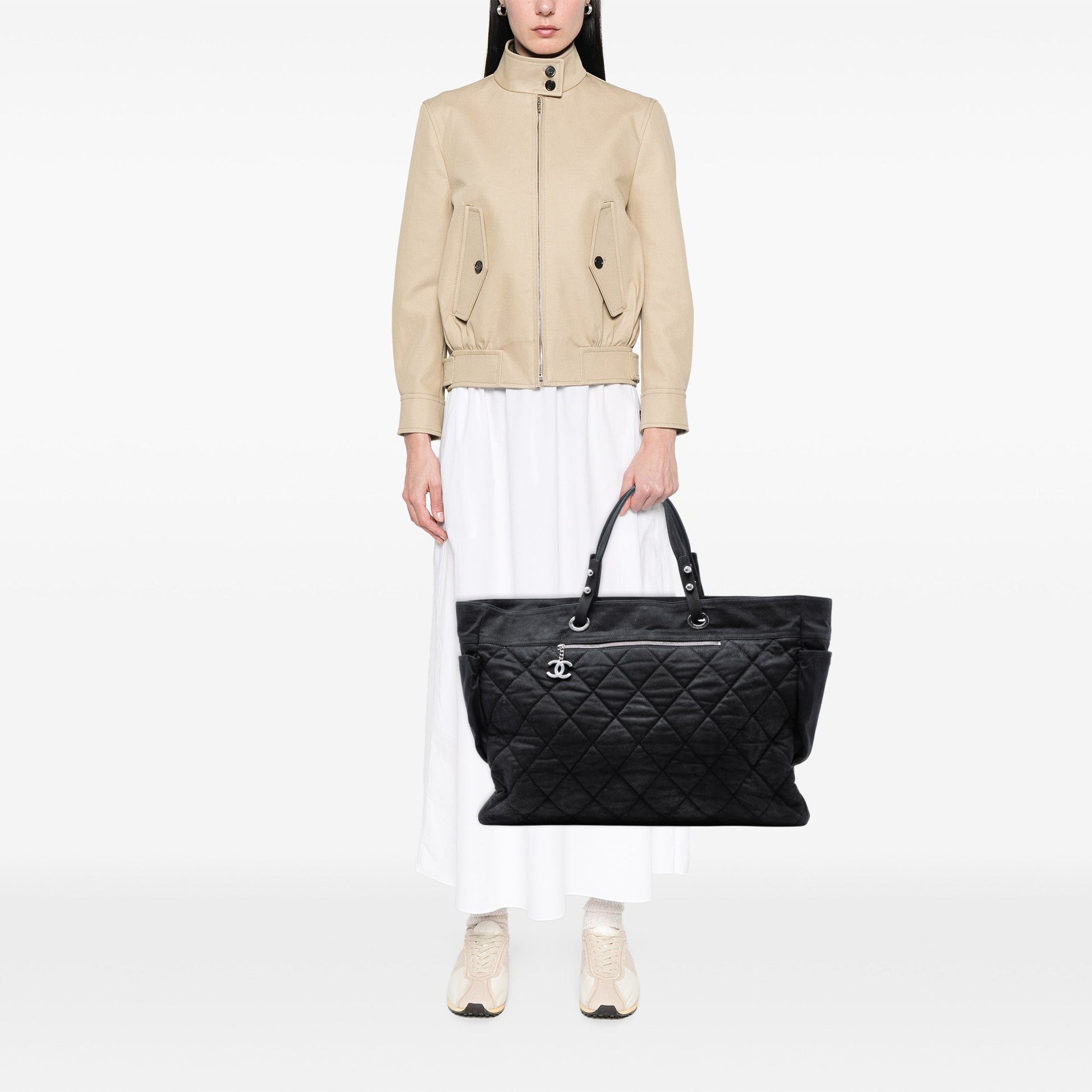 Chanel XL Quilted Coated Canvas Paris Biarritz Tote
