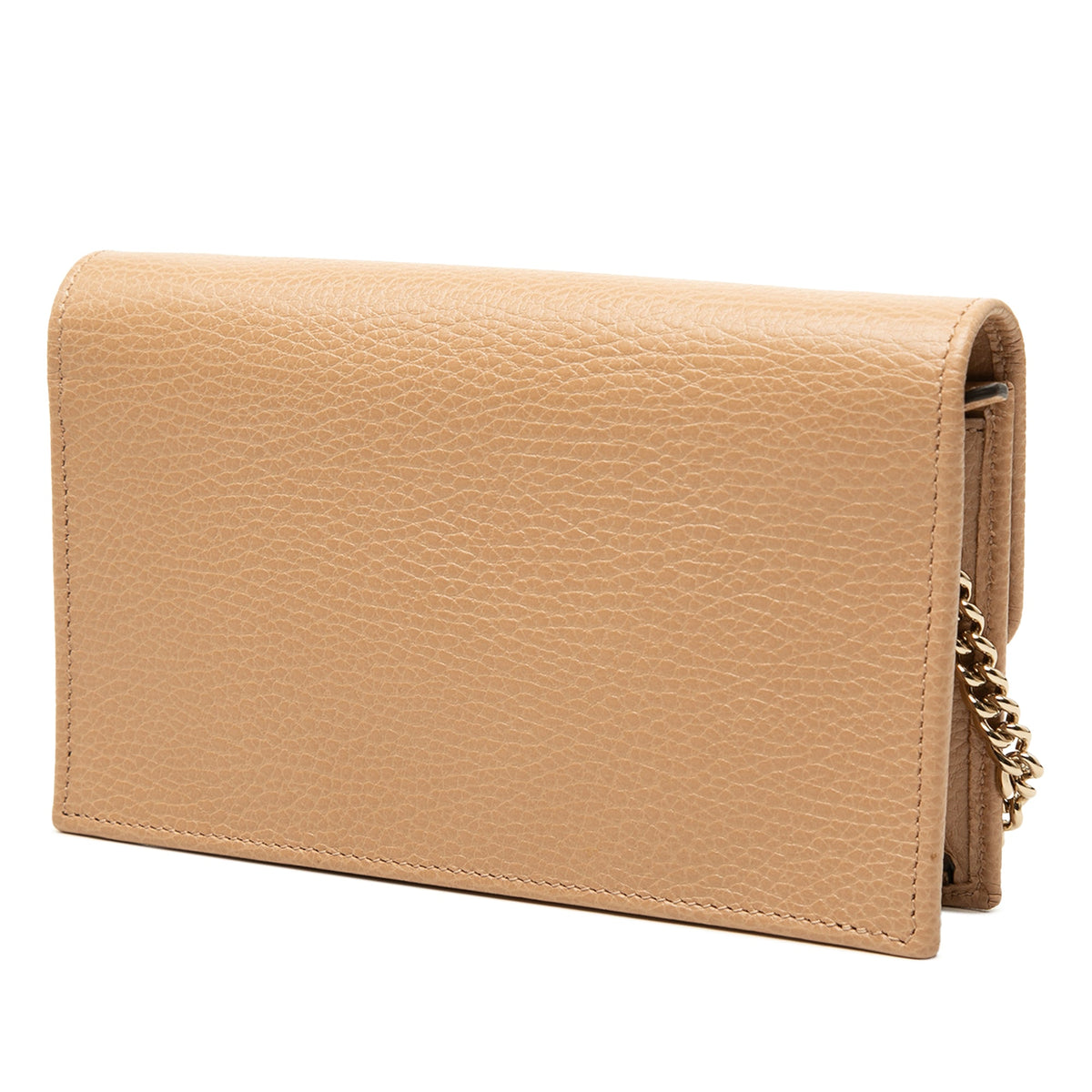 Gucci Dollar Calfskin Interlocking G Wallet on Chain — Brown