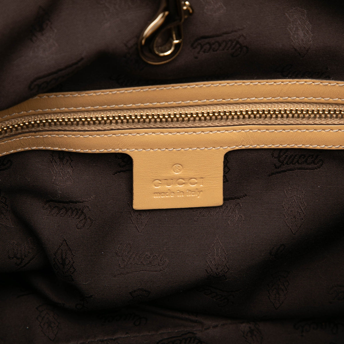 Gucci GG Canvas Web Tassel Tote — Beige