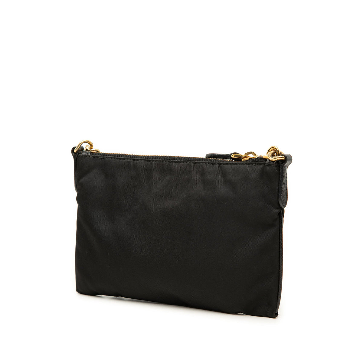 Prada Saffiano Trimmed Tessuto Logo Chain Crossbody