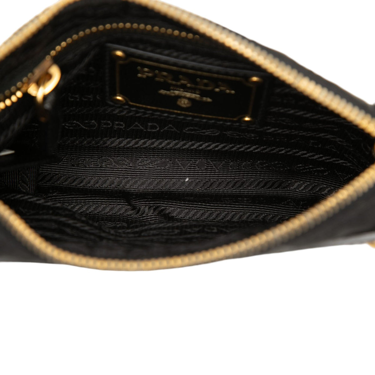 Prada Saffiano Trimmed Tessuto Logo Chain Crossbody