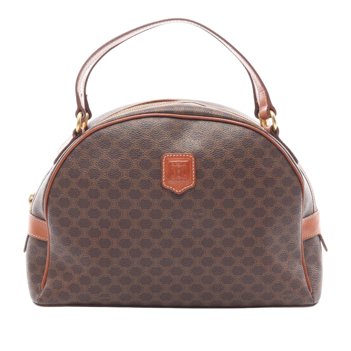 Celine Macadam Coated Canvas Dome Handbag — Brown