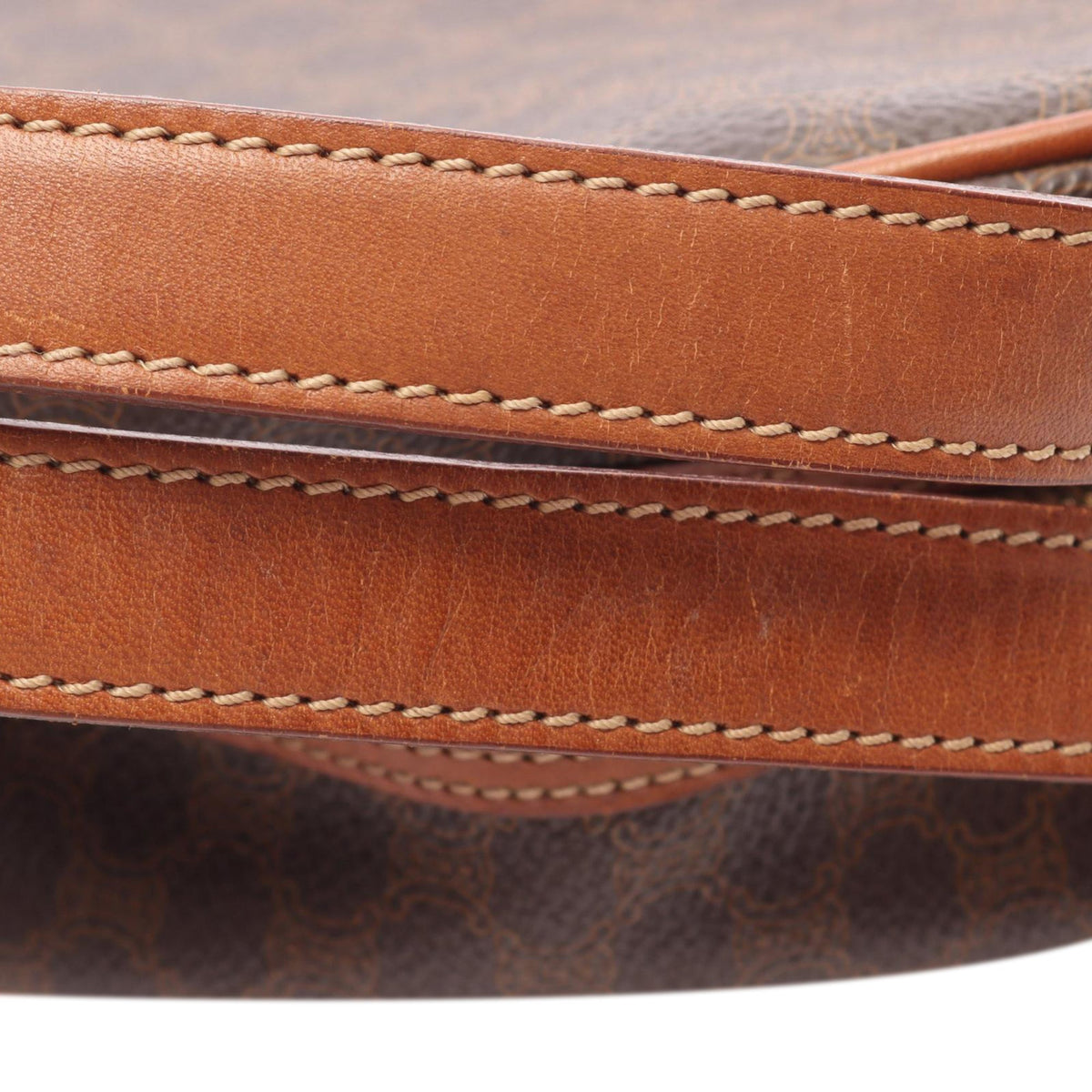 Celine Macadam Coated Canvas Dome Handbag — Brown
