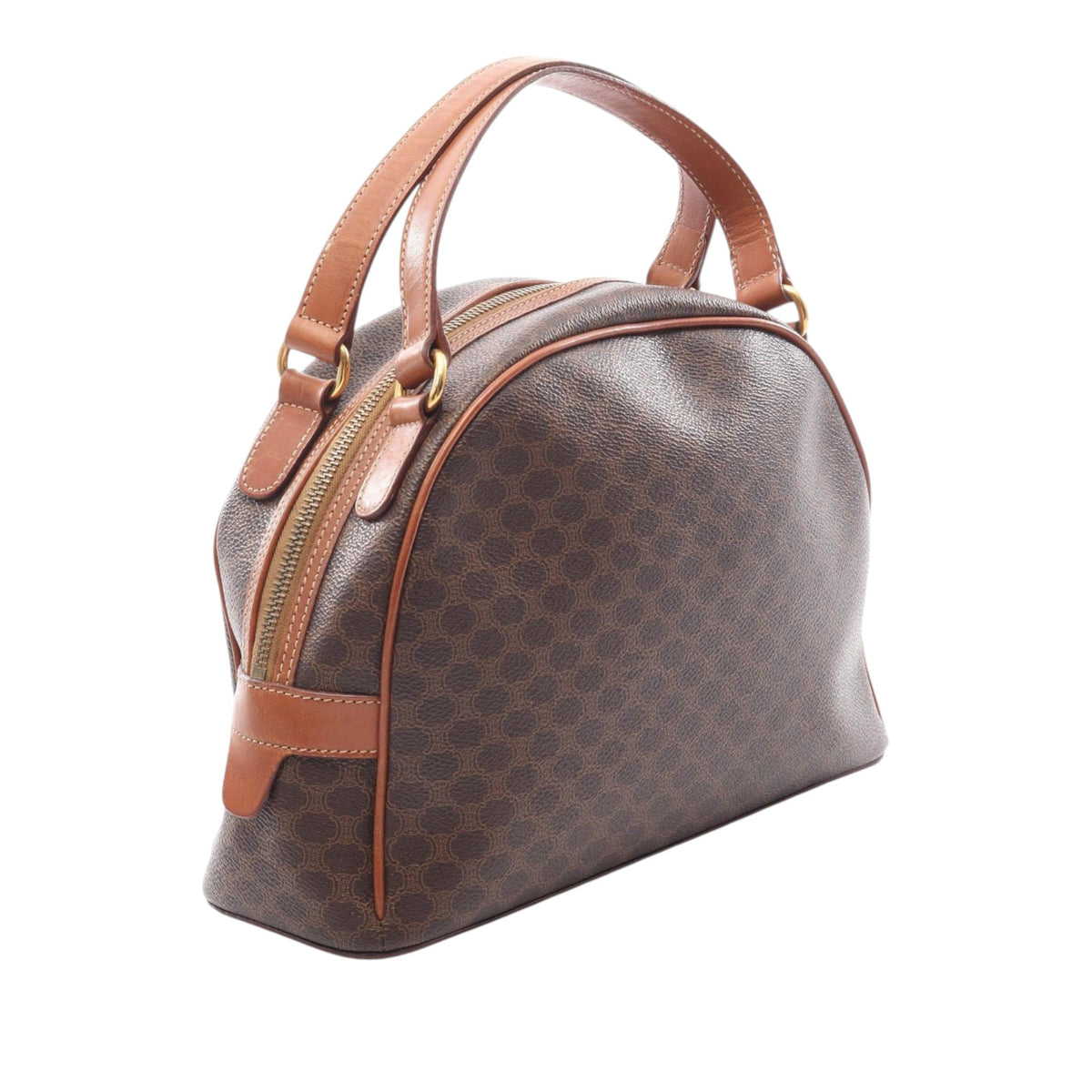 Celine Macadam Coated Canvas Dome Handbag — Brown