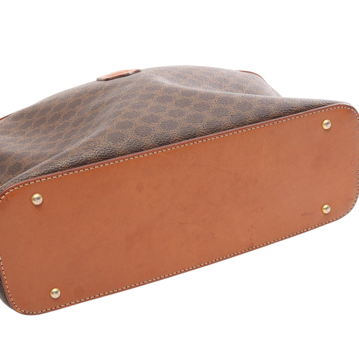 Celine Macadam Coated Canvas Dome Handbag — Brown