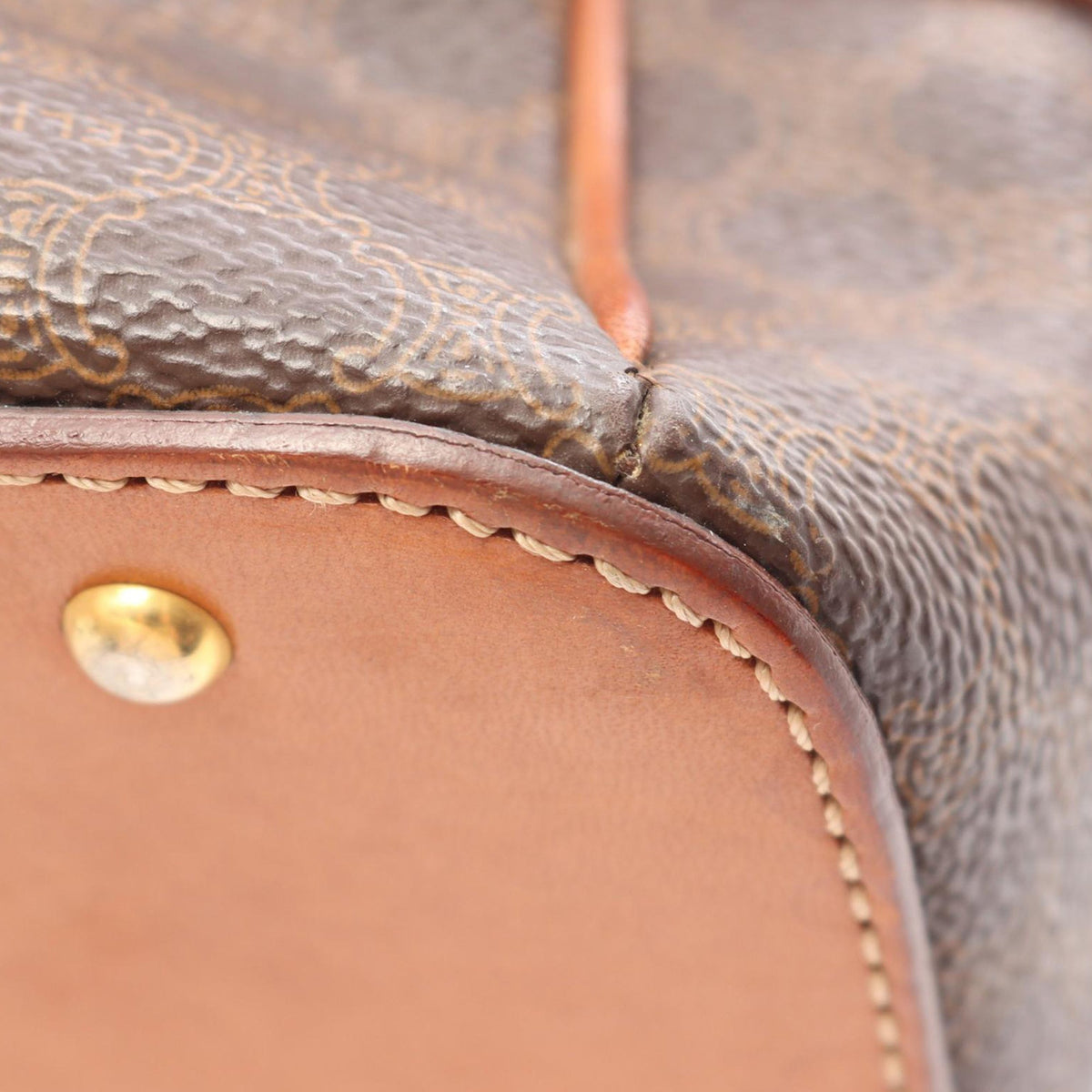 Celine Macadam Coated Canvas Dome Handbag — Brown