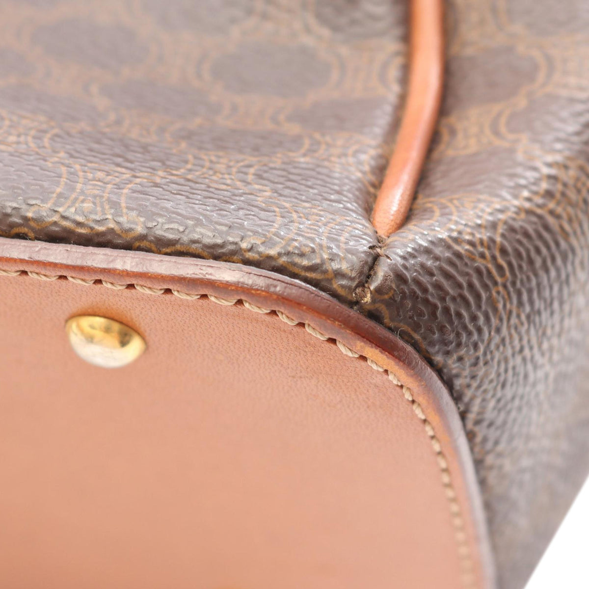 Celine Macadam Coated Canvas Dome Handbag — Brown