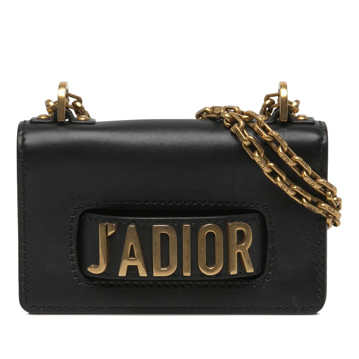 Dior Mini Calfskin J Adior Chain Flap — Black