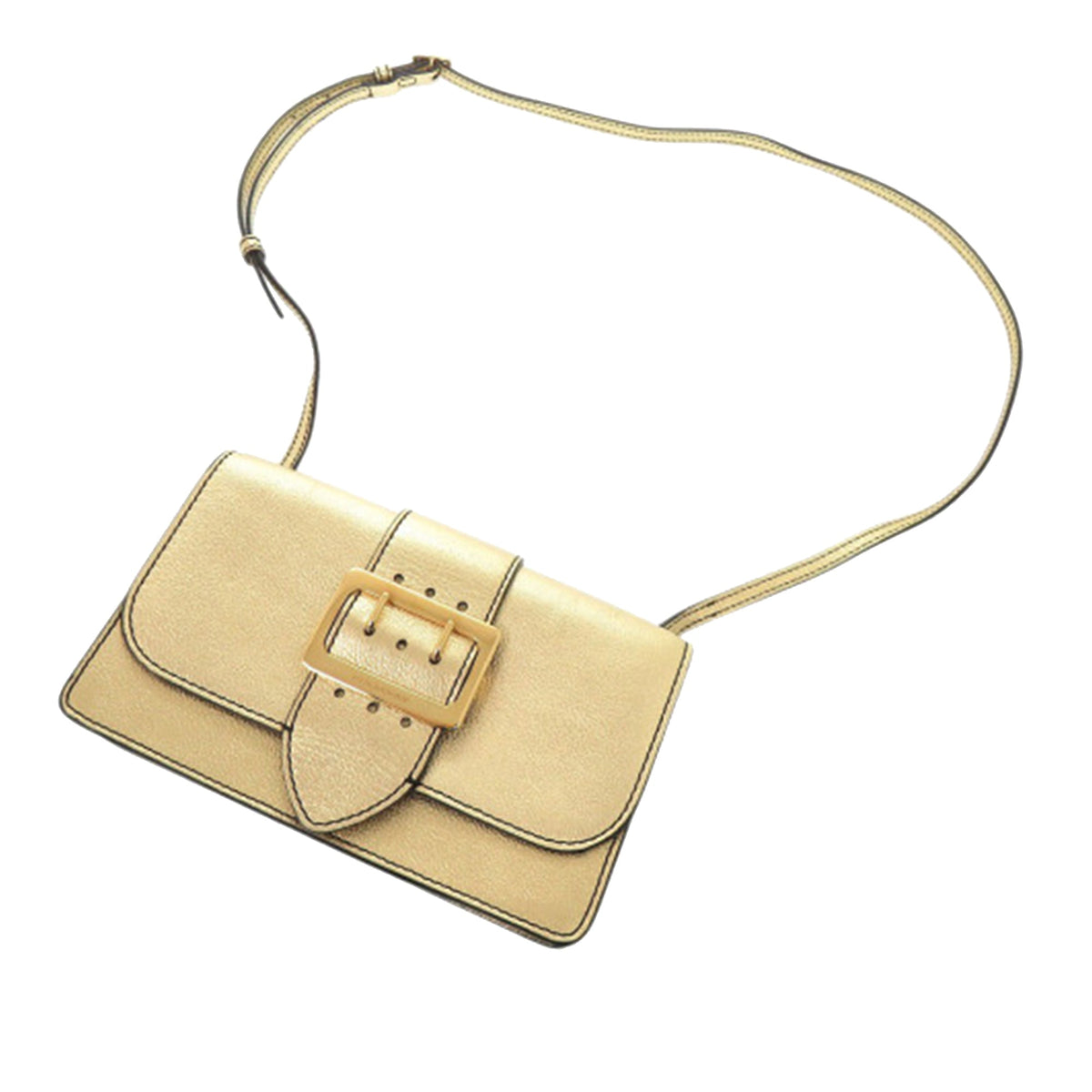 Burberry Metallic Calfskin Buckle Crossbody