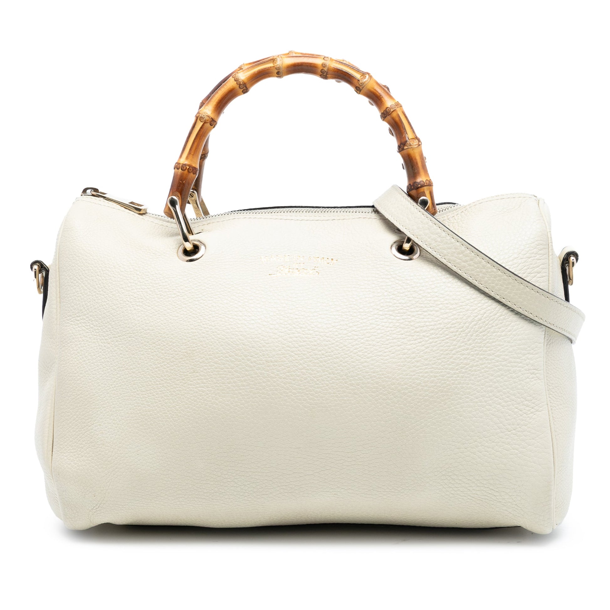 Gucci Medium Calfskin Bamboo Shopper Boston Bag