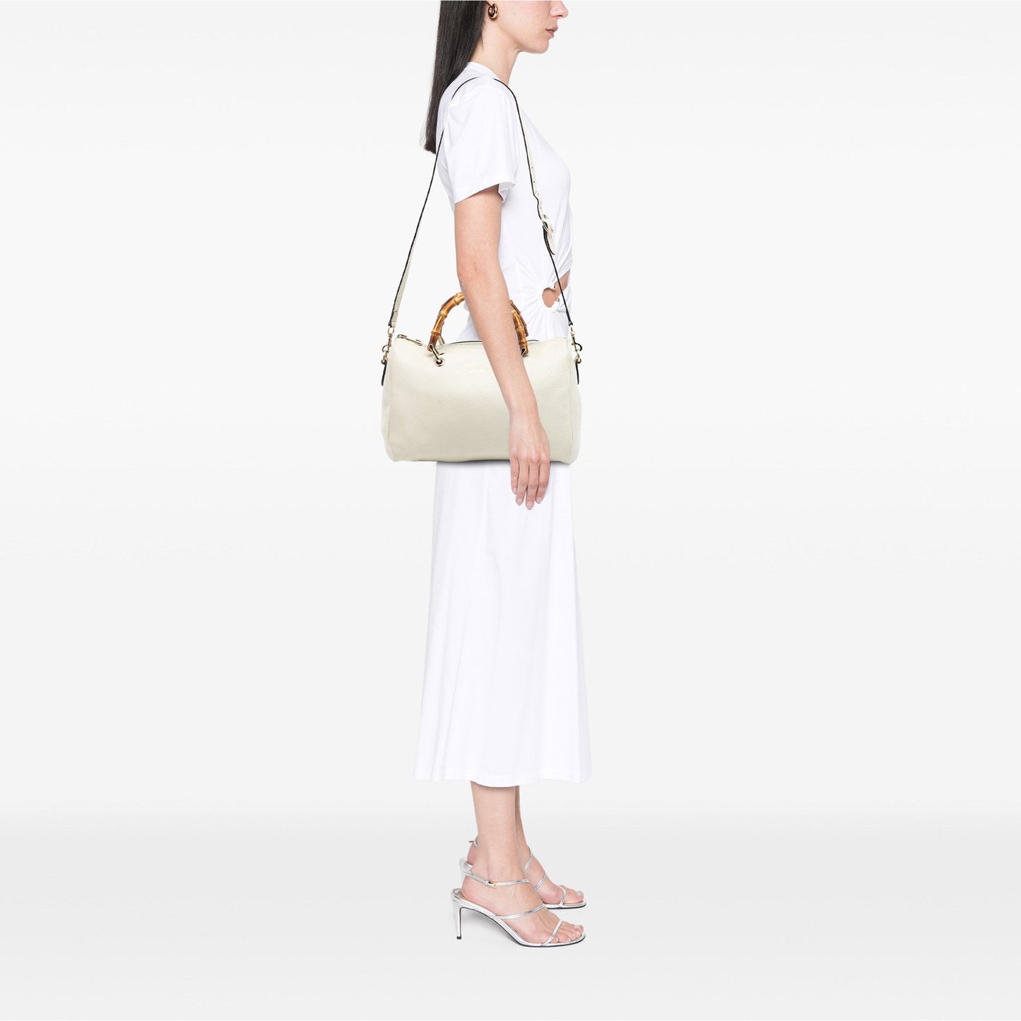 Gucci Medium Calfskin Bamboo Shopper Boston Bag