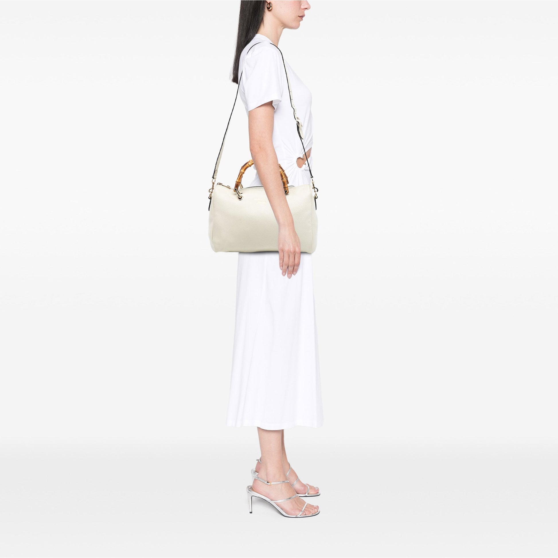 Gucci Medium Calfskin Bamboo Shopper Boston Bag