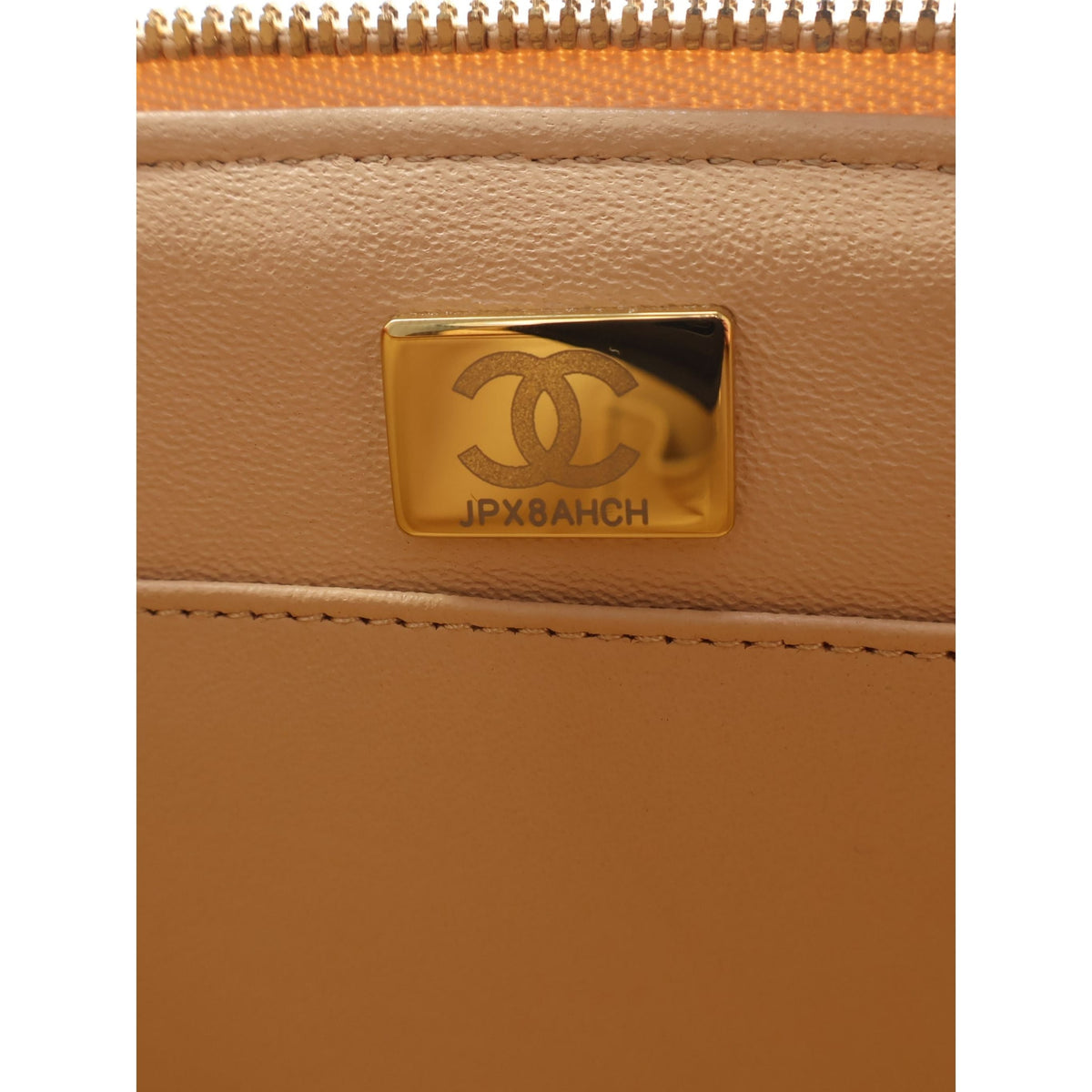 Chanel CC Quilted Lambskin Top Handle Vanity Case with Chain — Beige