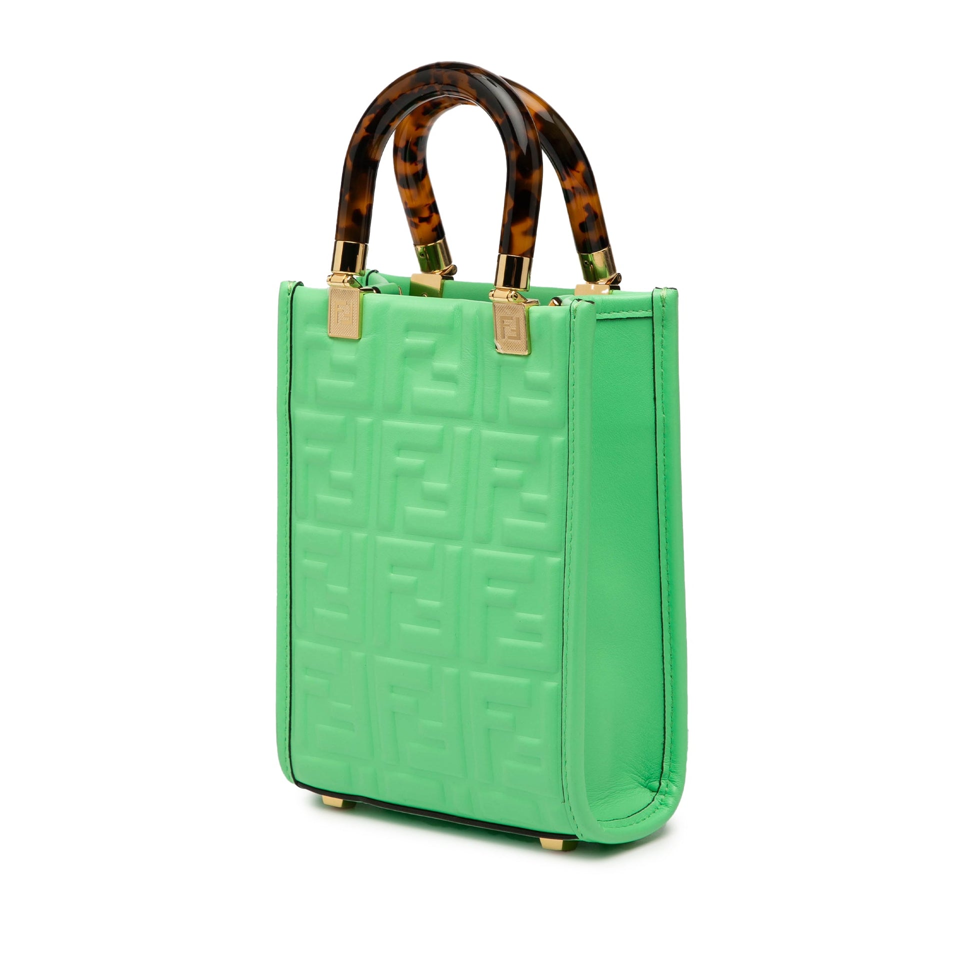 Fendi Mini Zucca Embossed Leather Sunshine Shopper Tote