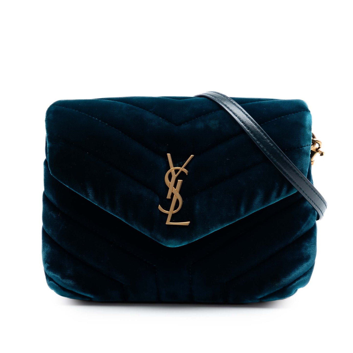 Saint Laurent Small Matelasse Velvet Monogram LouLou Shoulder Bag