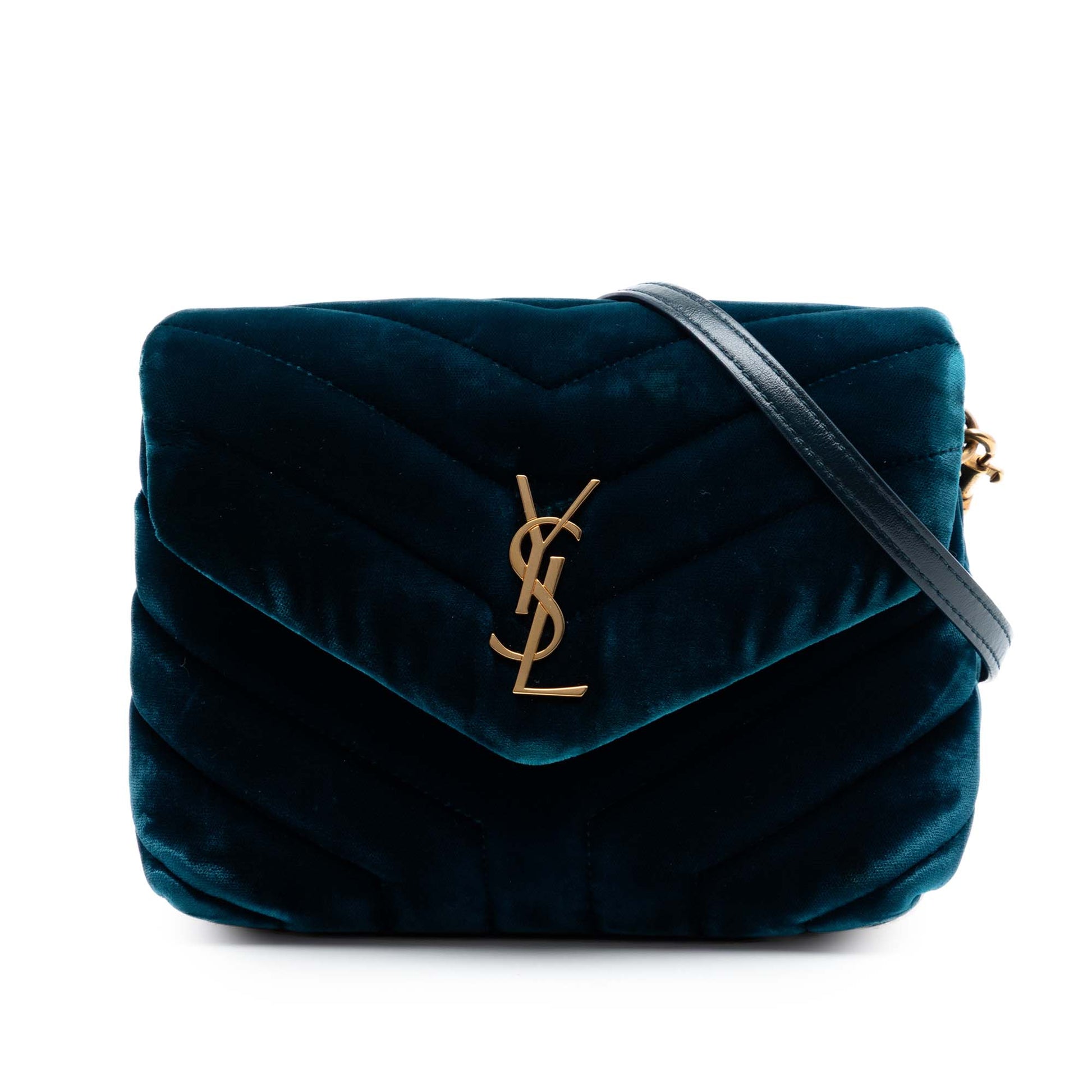 Saint Laurent Small Matelasse Velvet Monogram LouLou Shoulder Bag