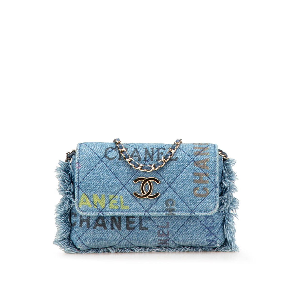 Chanel Mini Denim Mood Clutch with Chain