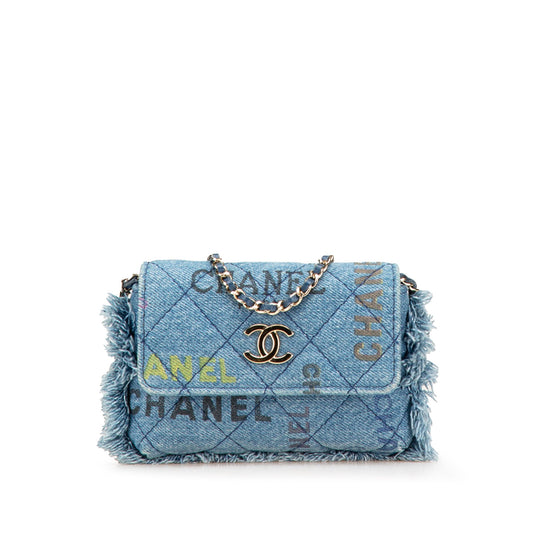 Chanel Mini Denim Mood Clutch with Chain