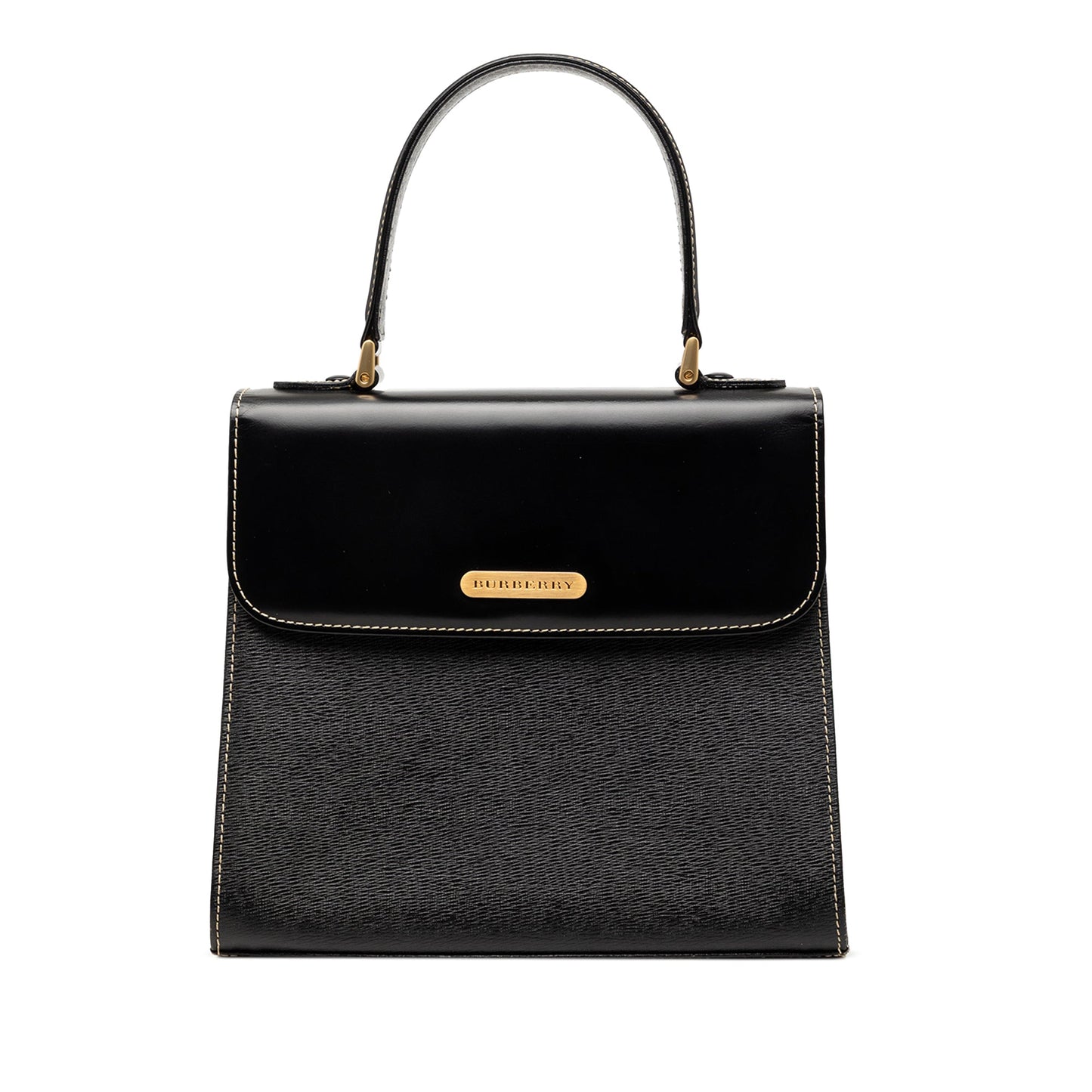 Burberry Textured and Soft Calfskin Top Handle Bag