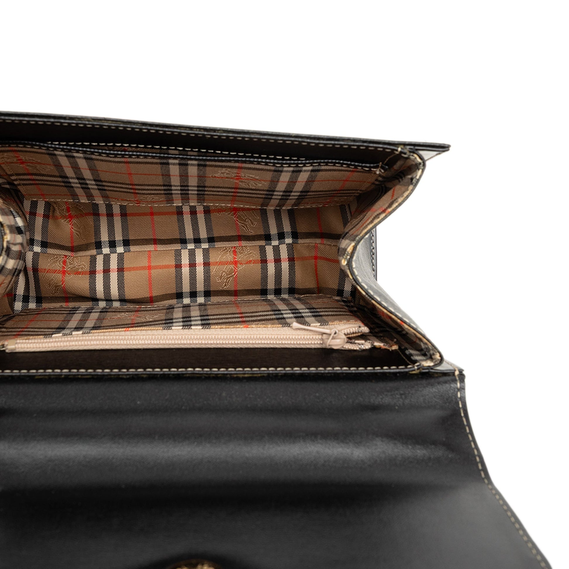 Burberry Textured and Soft Calfskin Top Handle Bag