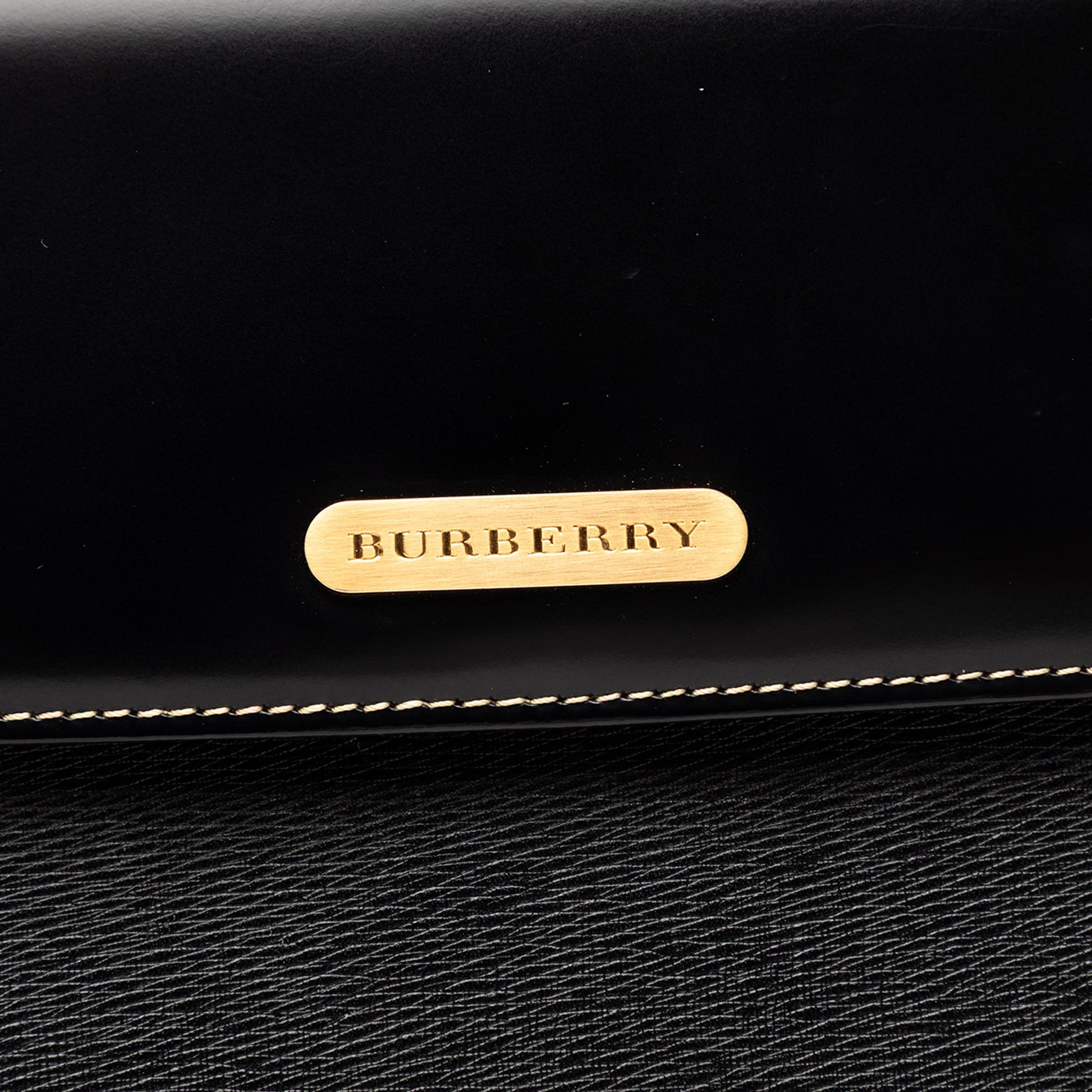 Burberry Textured and Soft Calfskin Top Handle Bag