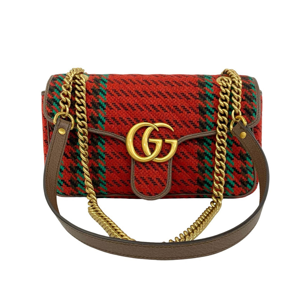 Gucci Medium GG Marmont Houndstooth Tweed Shoulder Bag