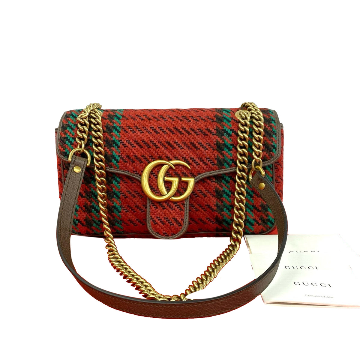 Gucci Medium GG Marmont Houndstooth Tweed Shoulder Bag