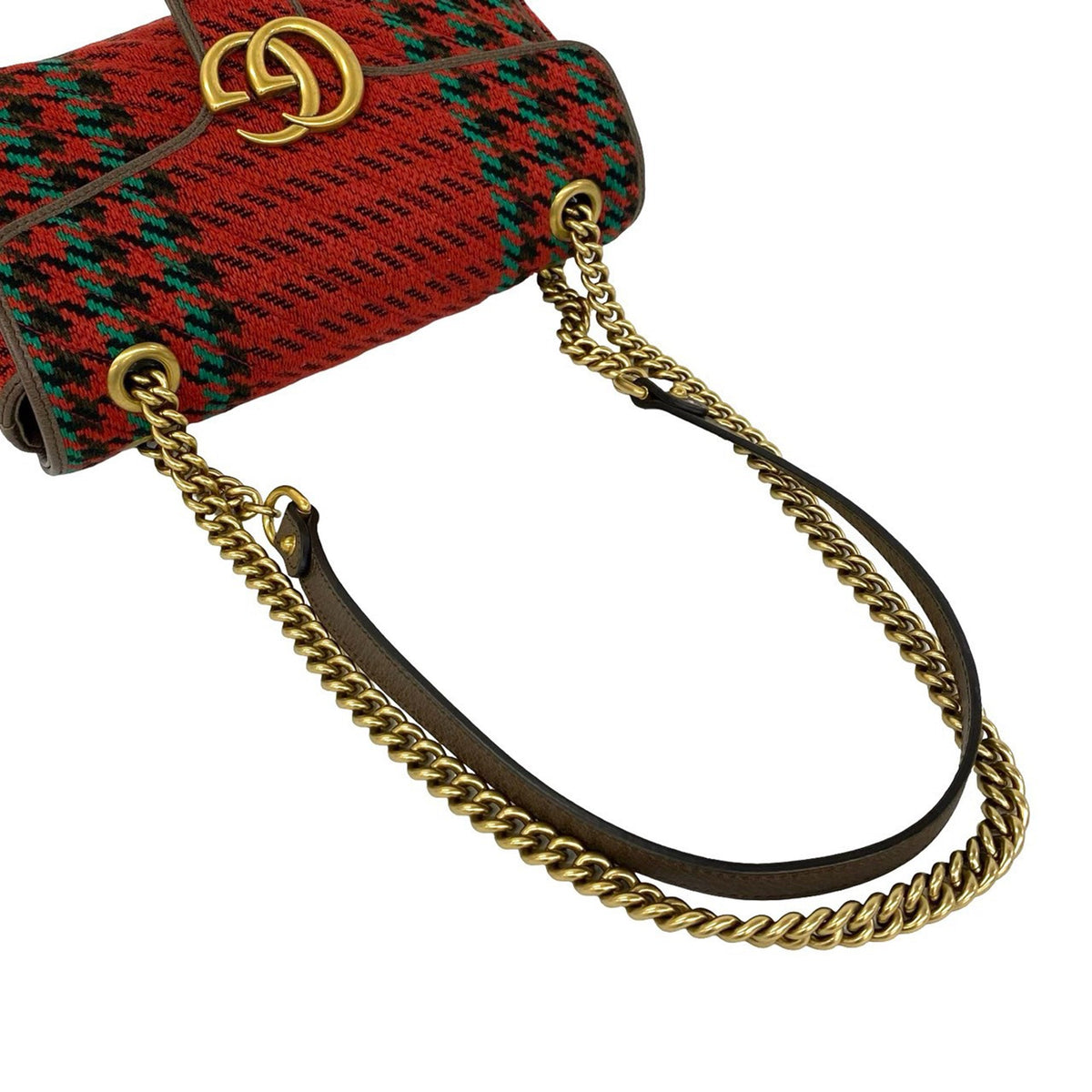 Gucci Medium GG Marmont Houndstooth Tweed Shoulder Bag