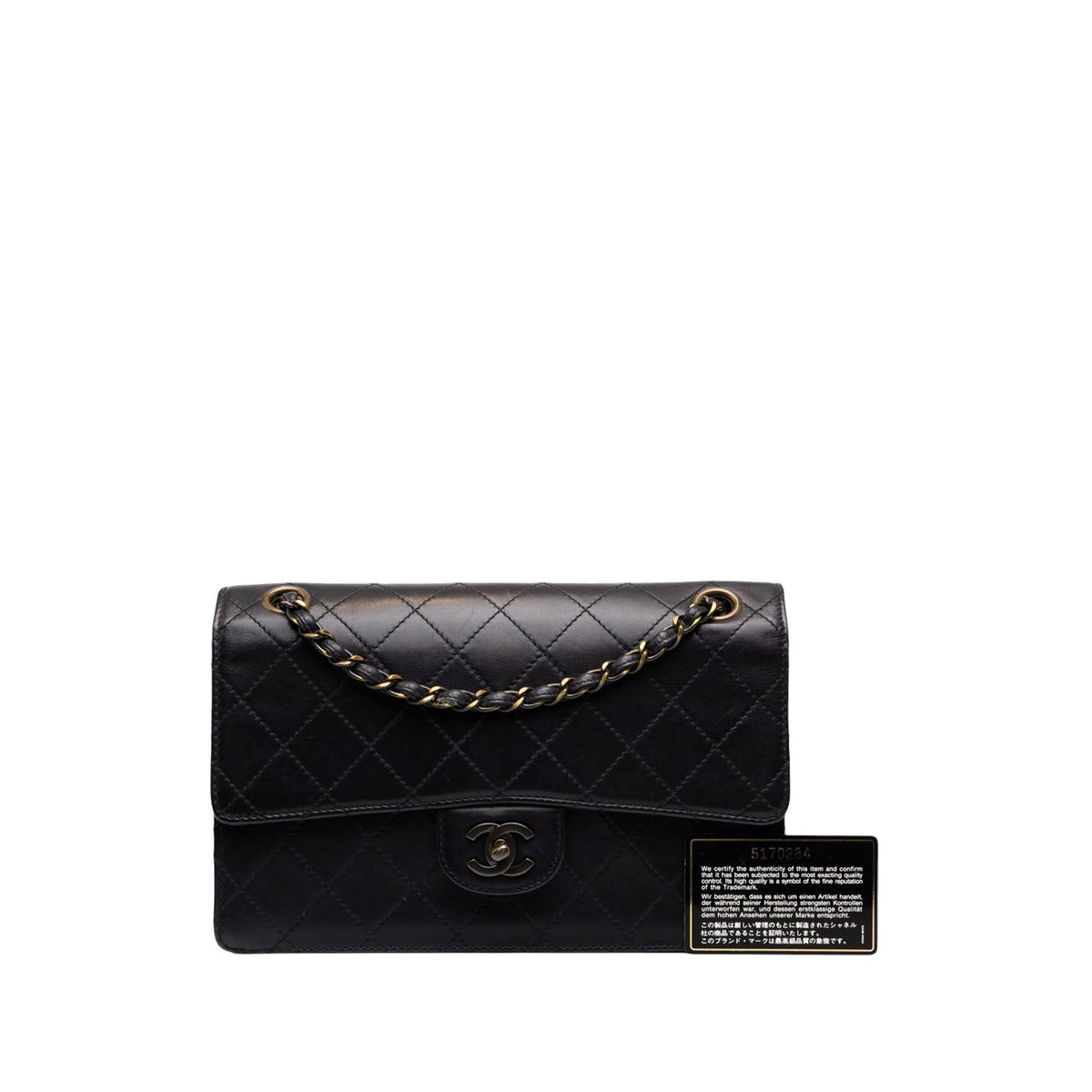 Chanel Medium CC Quilted Lambskin Single Flap — Black